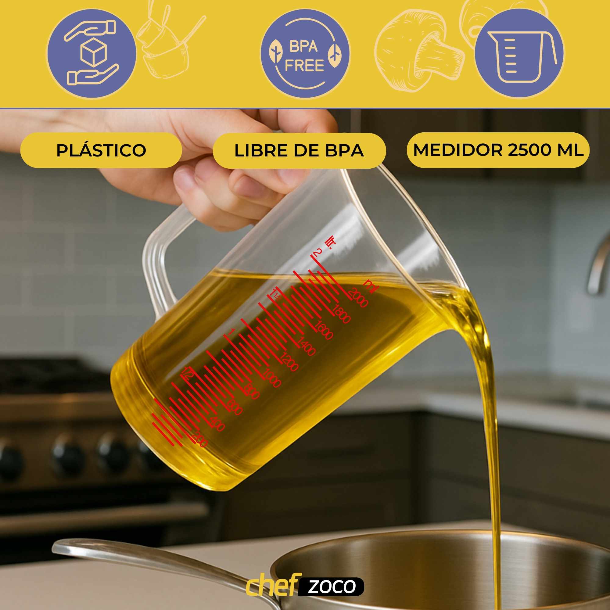Jarra de plástico Medidora 2500 Ml Transparente - imagen 2