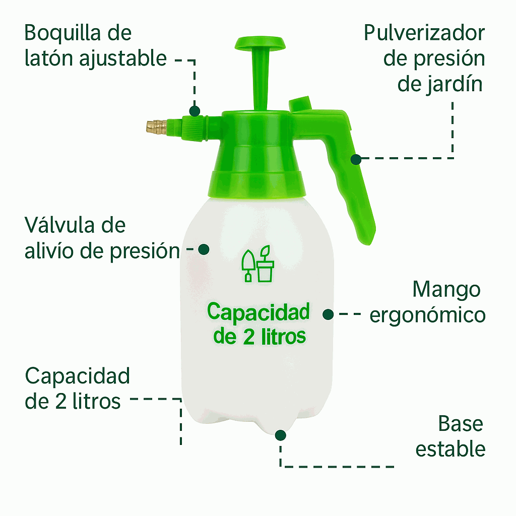 Pulverizador a presión con mecanismo de gatillo con bloqueo 2 Litros - imagen 4