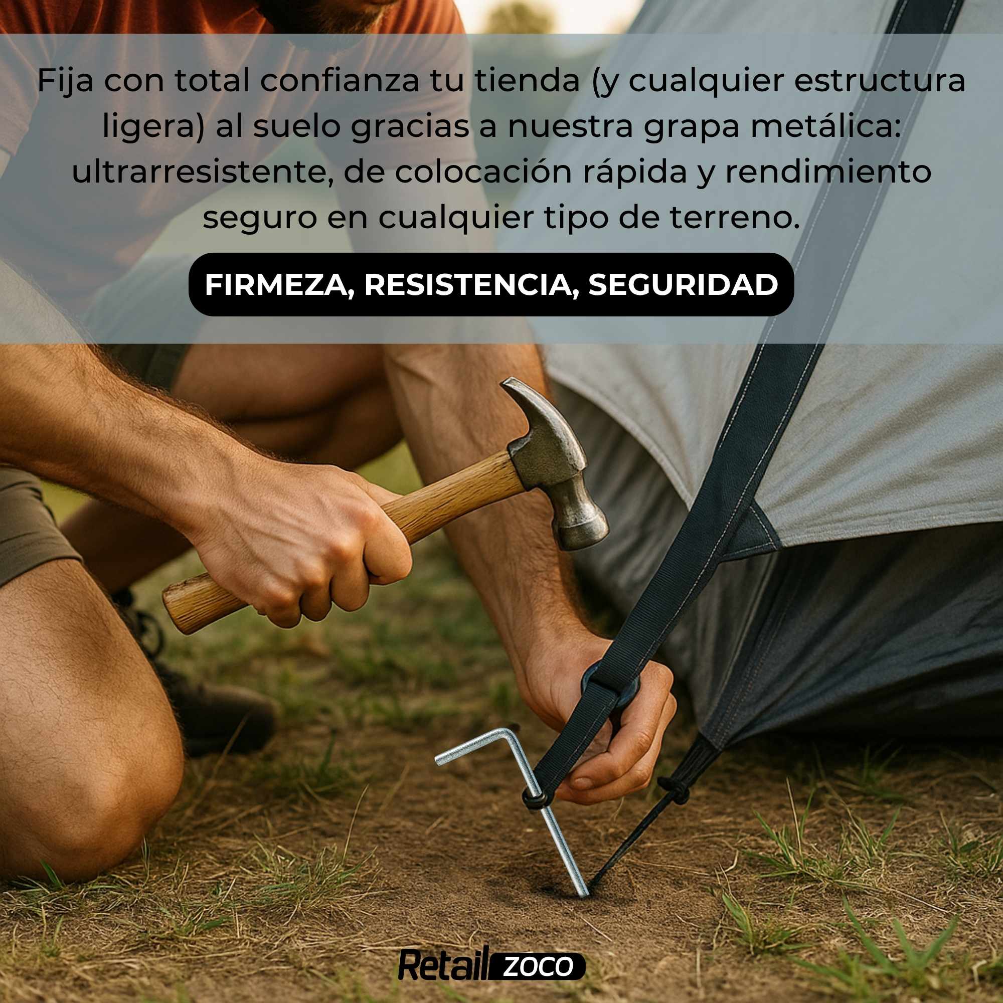 Piquetas Metálicas Camping Suelo Duro 15 cm pack de 10 uniades - imagen 3