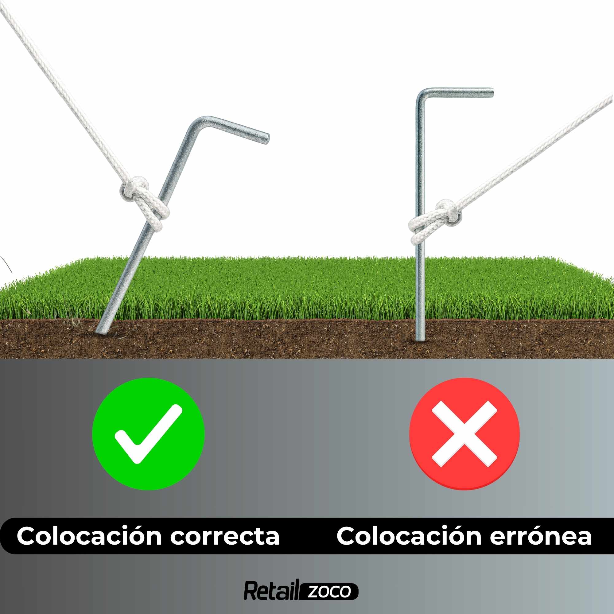 Piquetas Metálicas Camping Suelo Duro 15 cm pack de 10 uniades - imagen 6