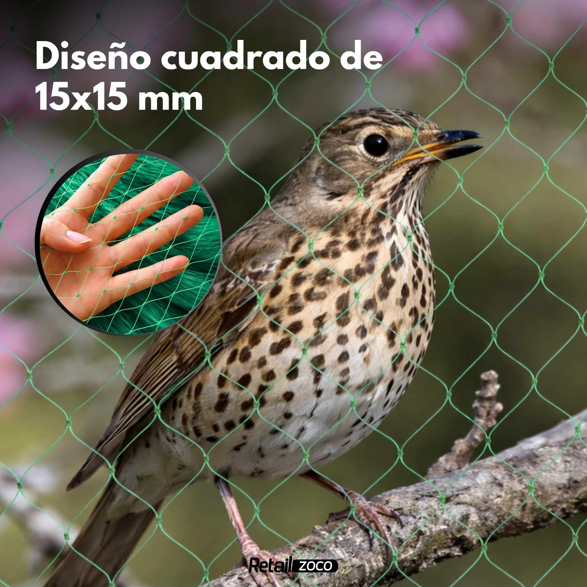 Red anti pájaros 4x10 Metros verde - imagen 6