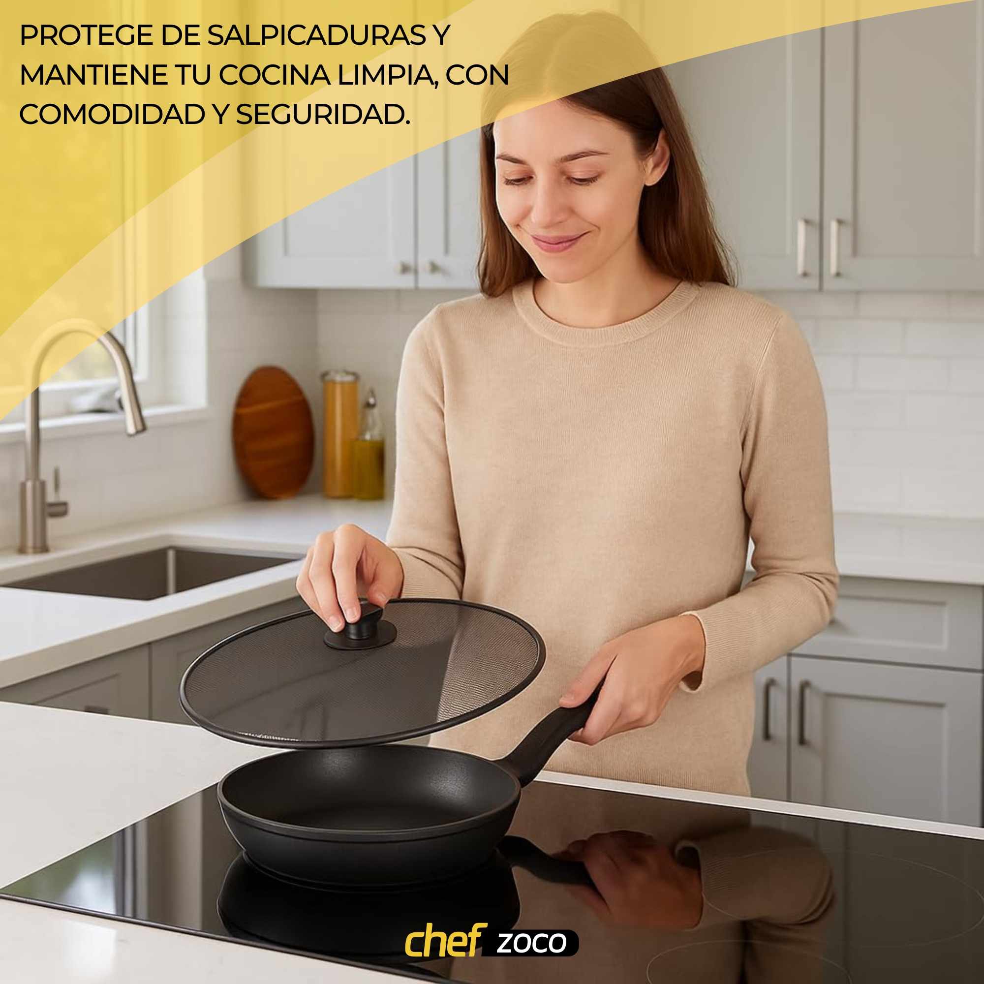 Tapa antisalpicaduras para sartén con malla antiadherente 29 cm - imagen 2