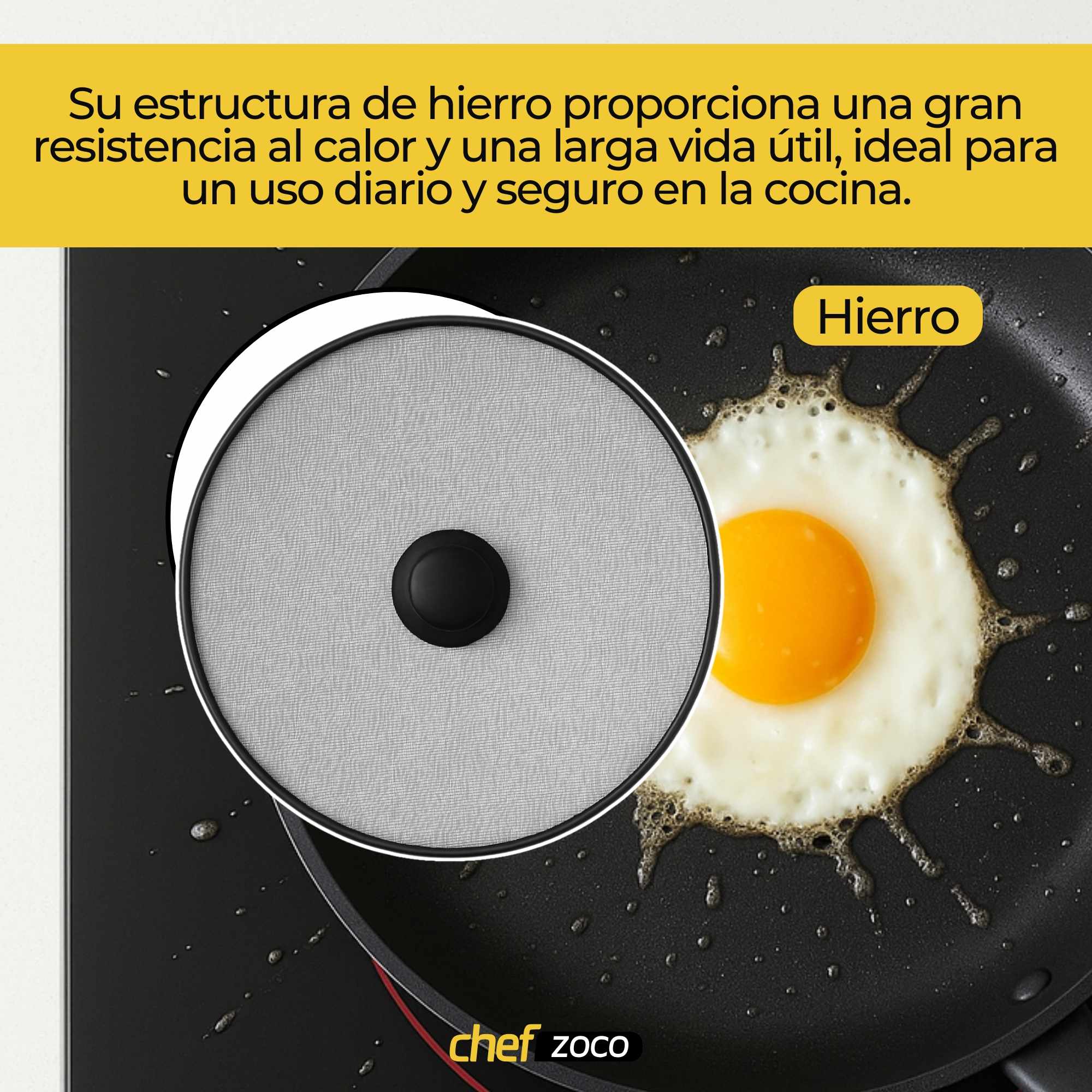 Tapa antisalpicaduras para sartén con malla antiadherente 29 cm - imagen 7
