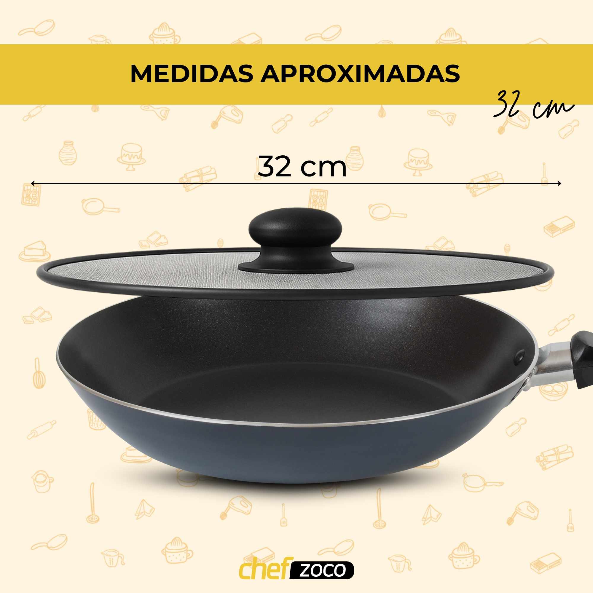 Tapa antisalpicaduras para sartén con malla antiadherente 32 cm - imagen 3