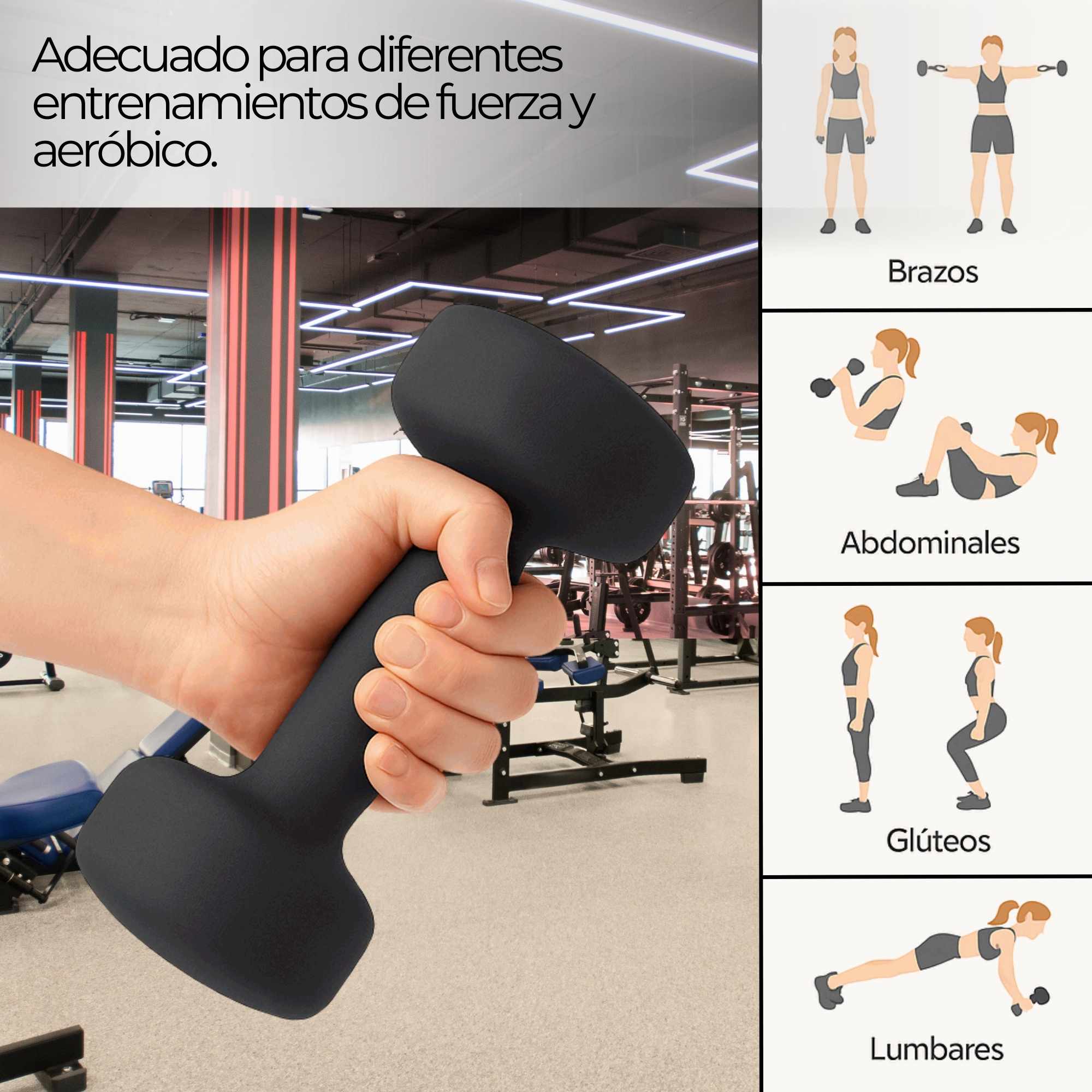 Mancuerna de neopreno hexagonal fitness Negro 5 Kg - imagen 5