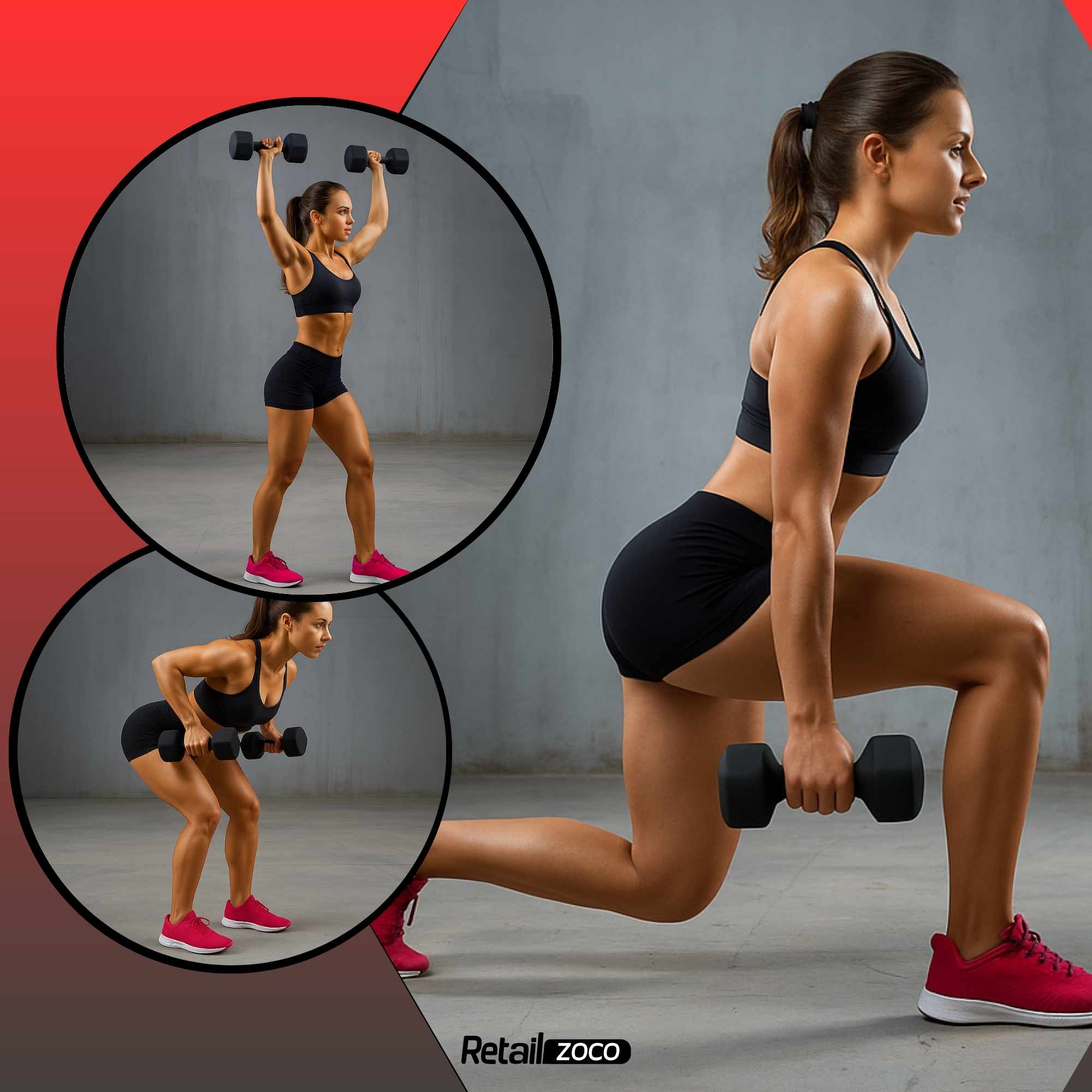 Mancuerna de neopreno hexagonal fitness Negro 5 Kg - imagen 6