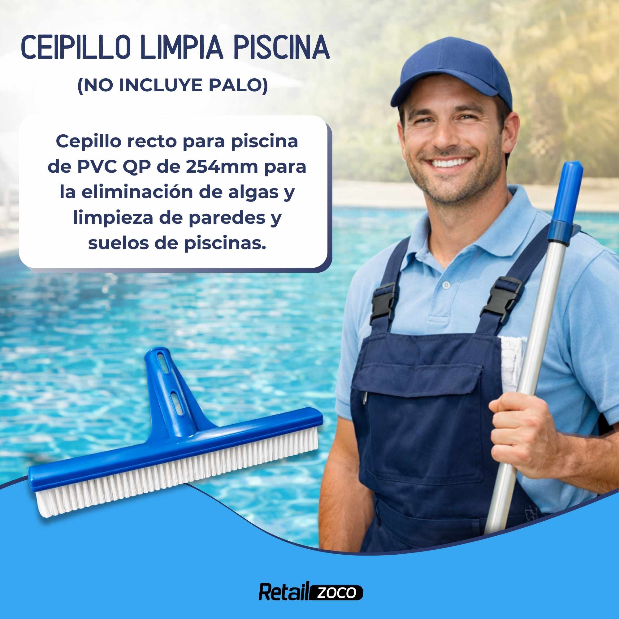 Cepillo limpieza de piscina recto - imagen 2
