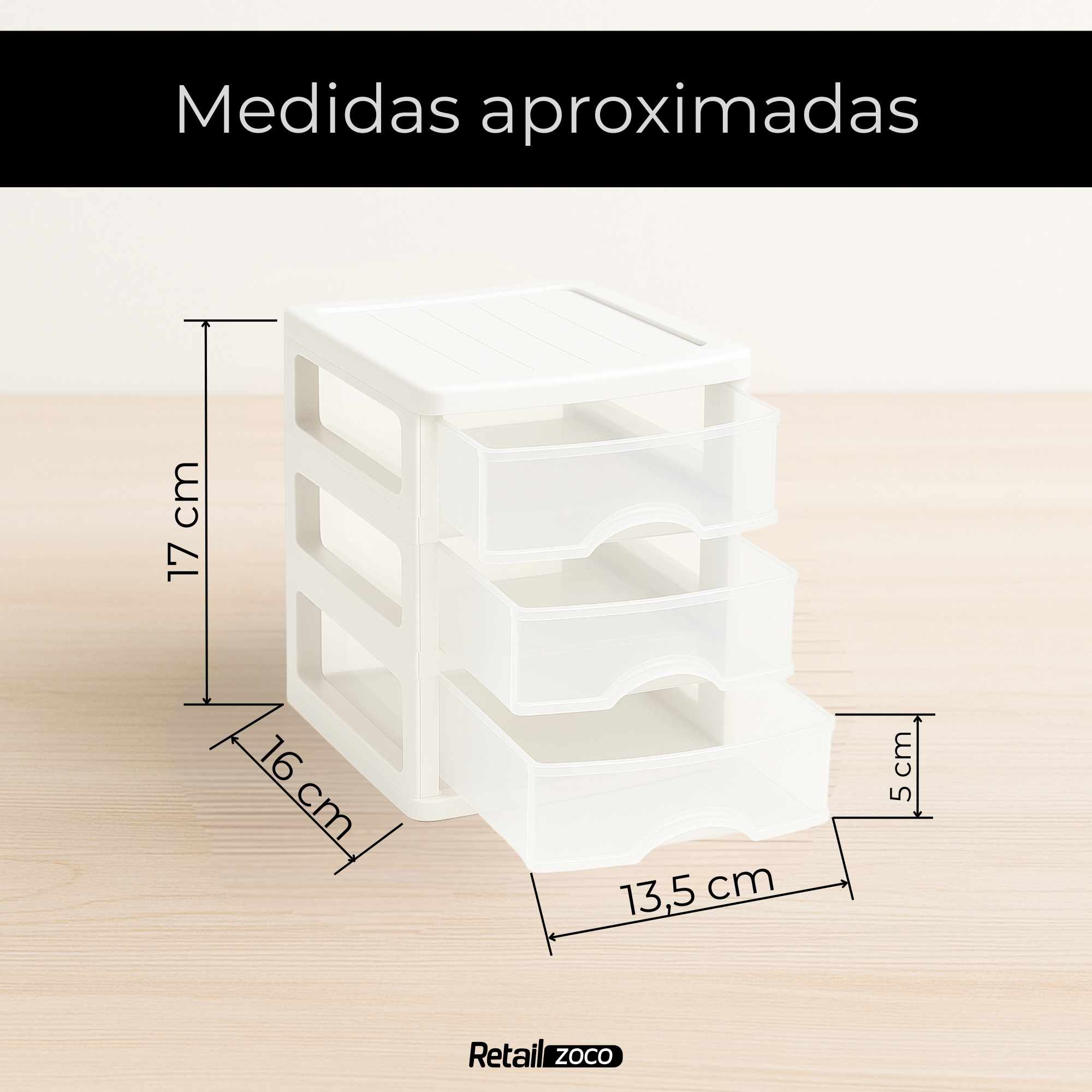 Cajonera de plastico 3 niveles Turia Blanco - imagen 6