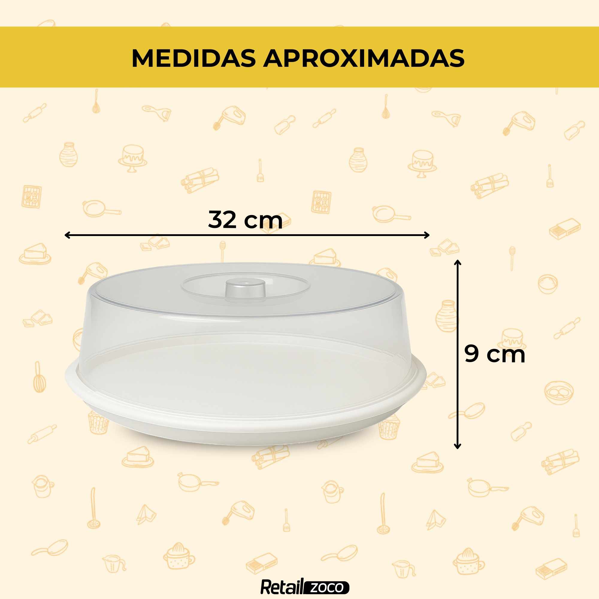 Tartera de plástico 32 cm diametro x 9 cm altura Blanco - imagen 3