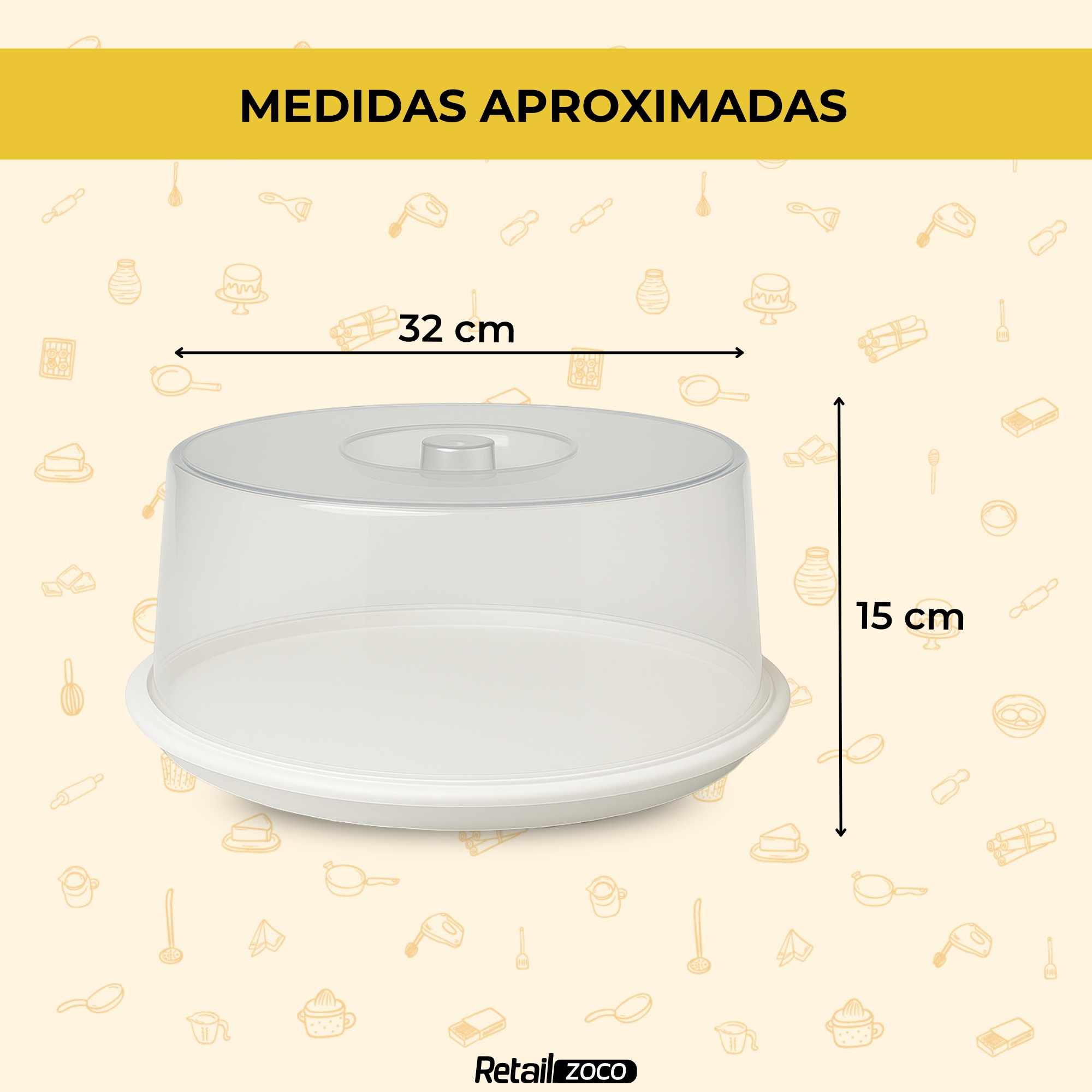 Tartera de plástico 32 cm diametro x 15 cm altura Blanco - imagen 3