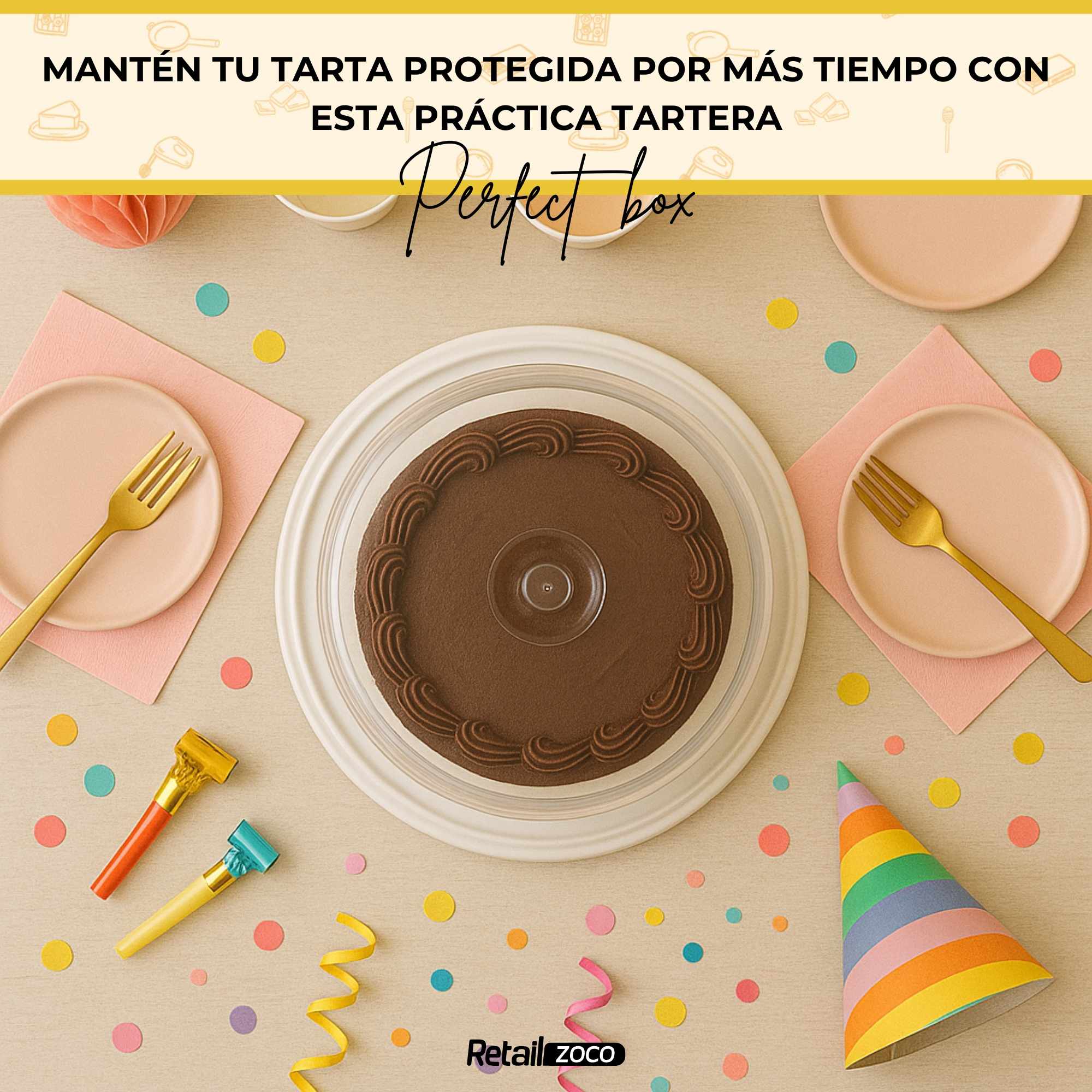 Tartera de plástico 32 cm diametro x 15 cm altura Blanco - imagen 6