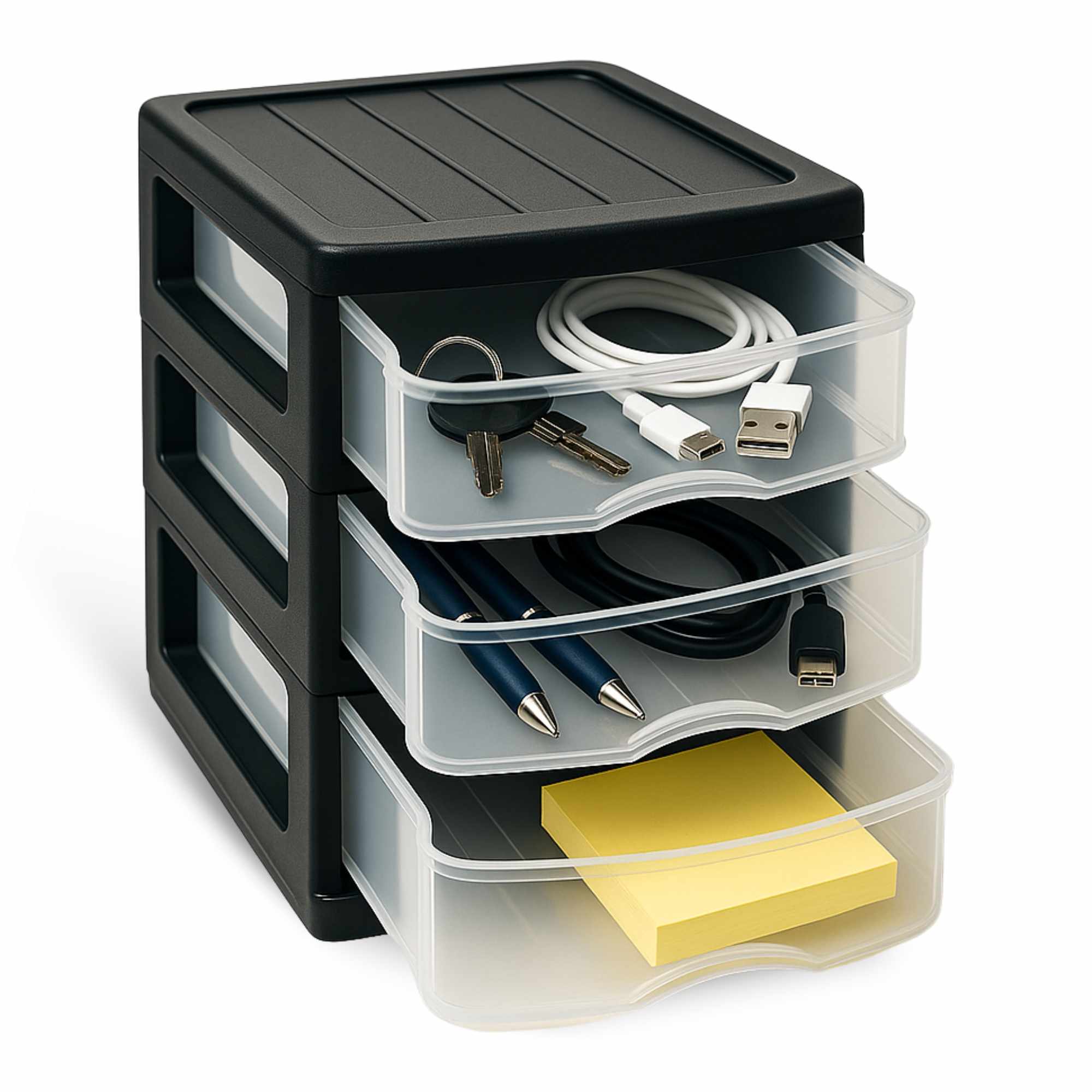Cajonera de plastico 3 niveles Turia Negro