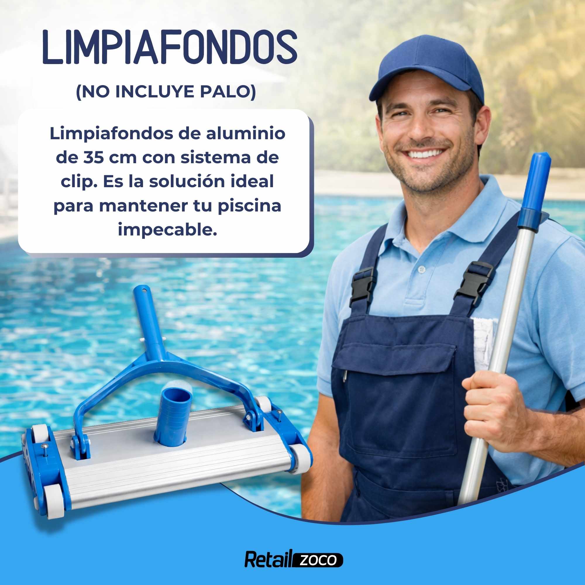 Limpiafondos de aluminio 35 cm Clip - imagen 2