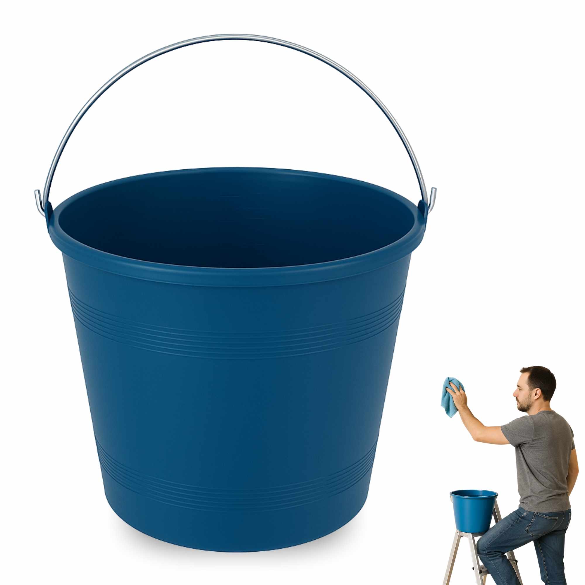 Cubo engomado plástico 8 Litros Azul - imagen 1
