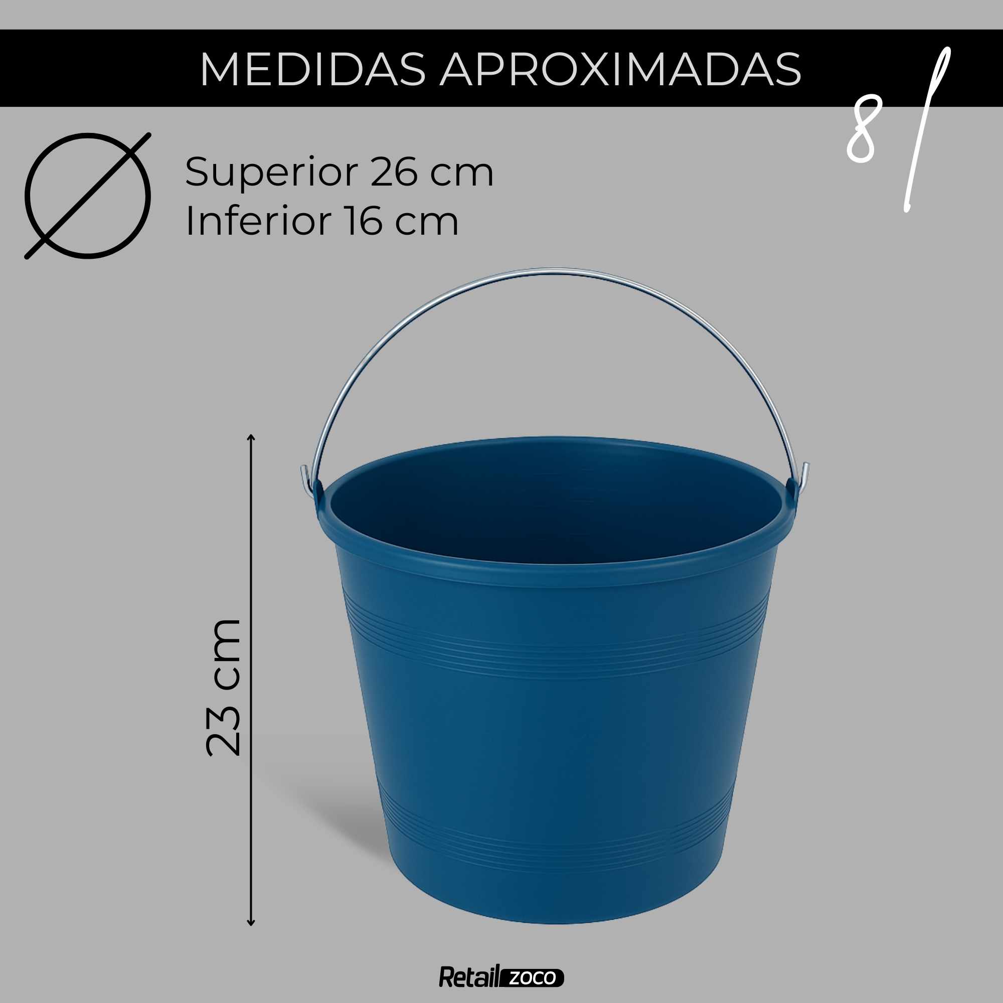 Cubo engomado plástico 8 Litros Azul - imagen 3