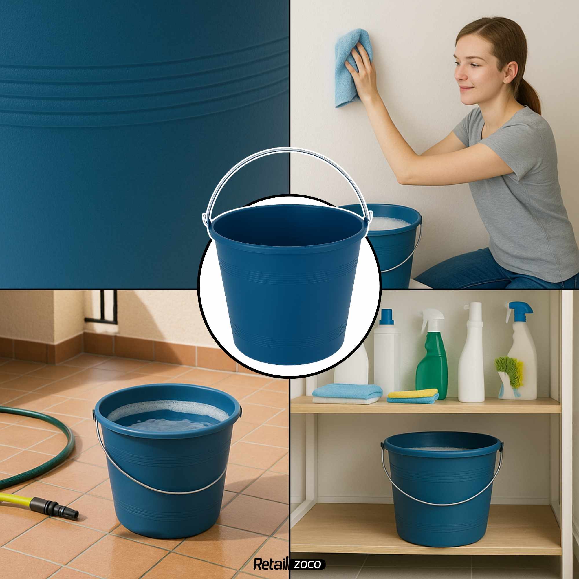 Cubo engomado plástico 8 Litros Azul - imagen 4