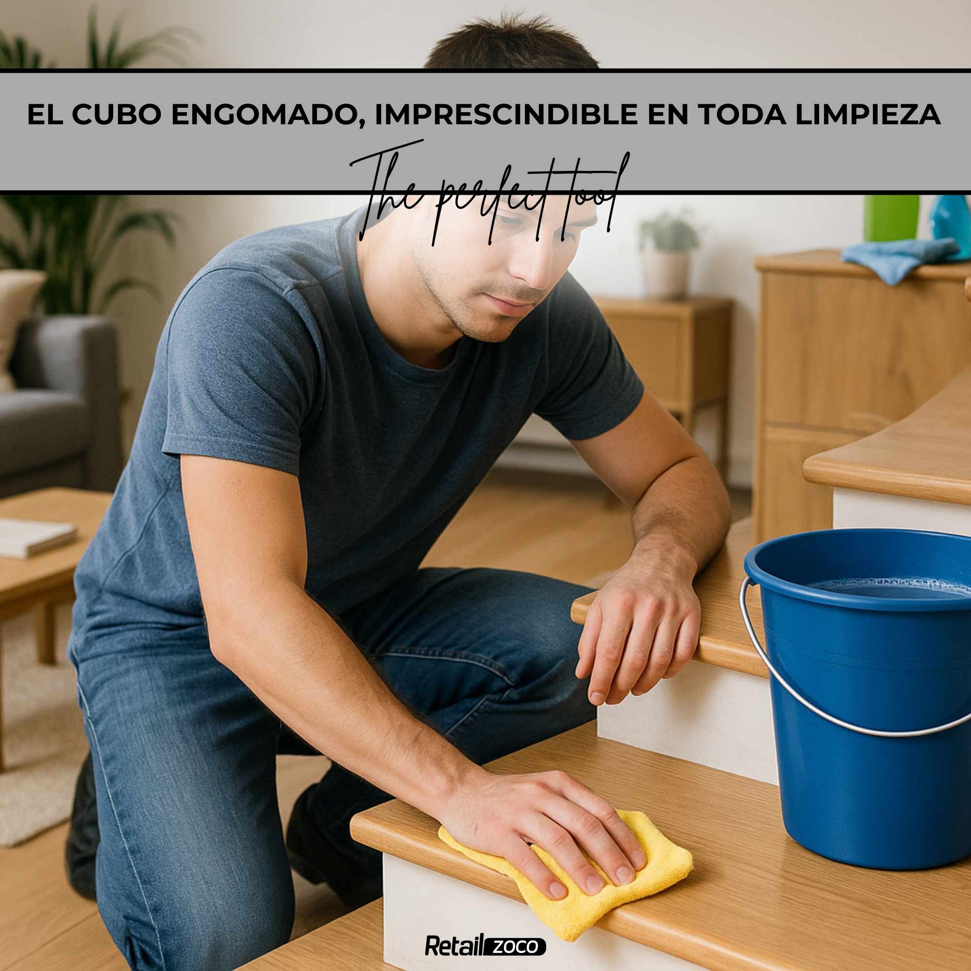Cubo engomado plástico 8 Litros Azul - imagen 6