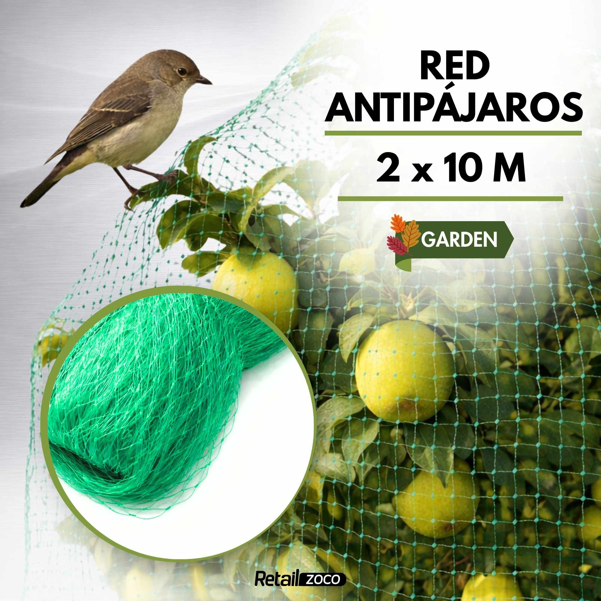 Red anti pájaros 2x10 Metros verde - imagen 2