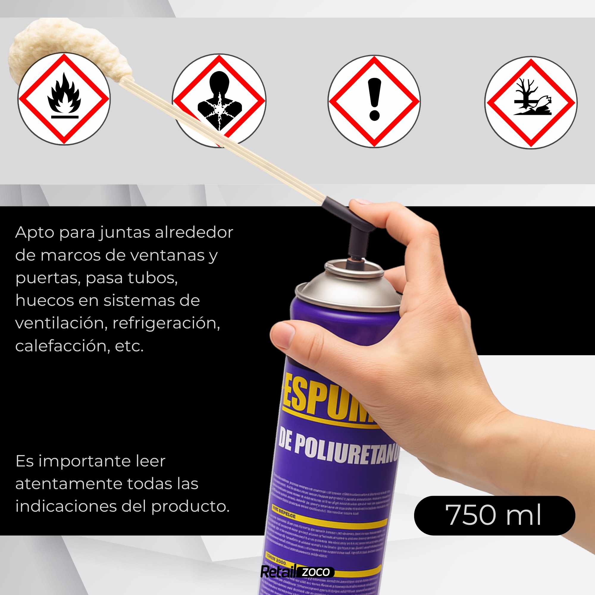 Espuma de Poliuretano Alta Expansión 750 ml con canula - imagen 5