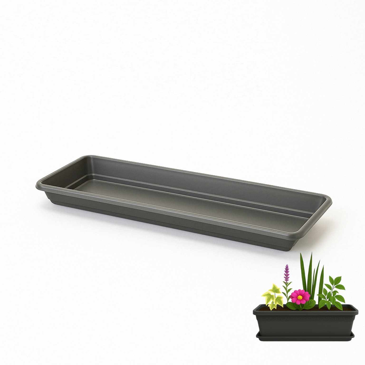 Plato Jardinera de plástico 60 Cm Antracita - imagen 1