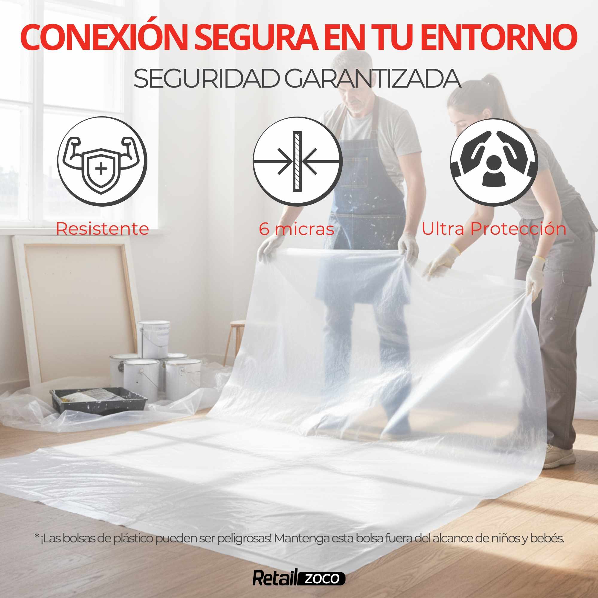 Cubiertas de plastico cubretodo 4 x 5 Metros 6 Micras - imagen 3