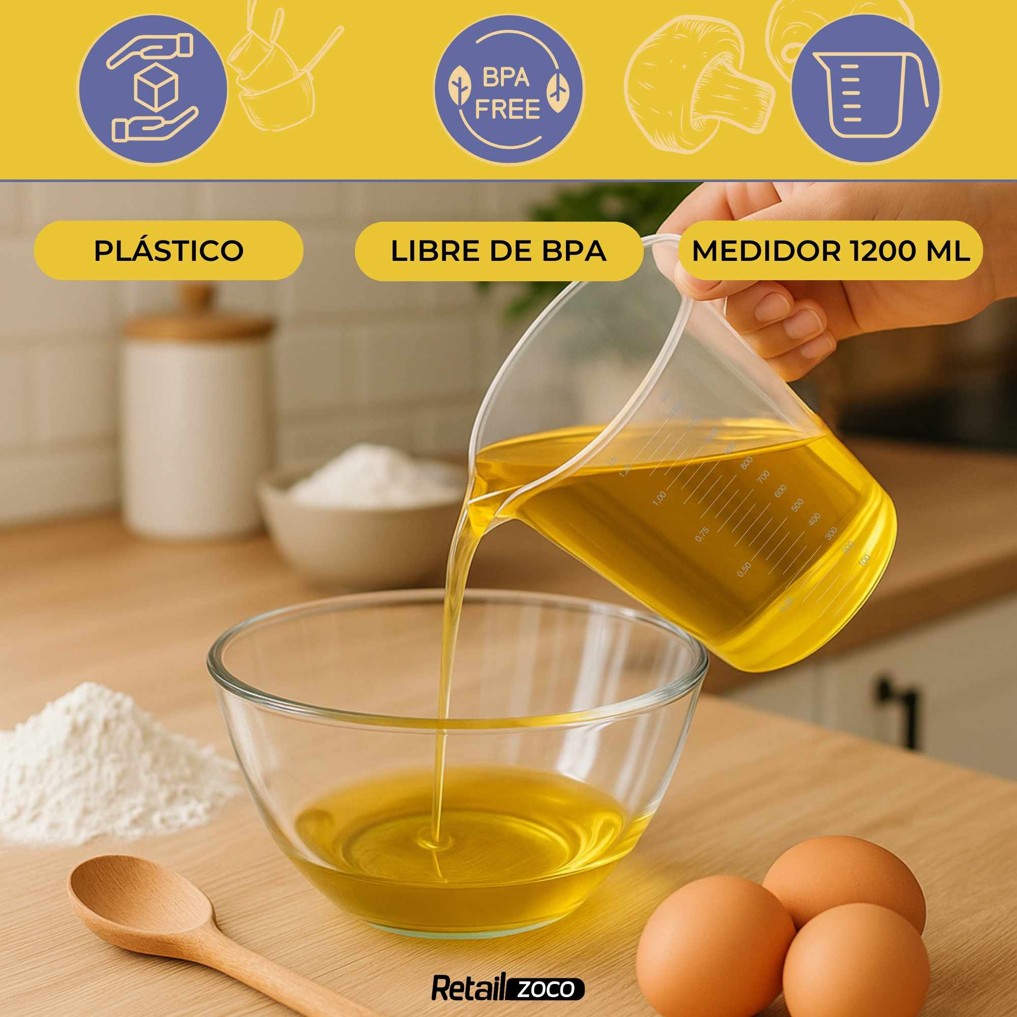 Jarra de plástico Medidora 1200 Ml para microondas - imagen 2