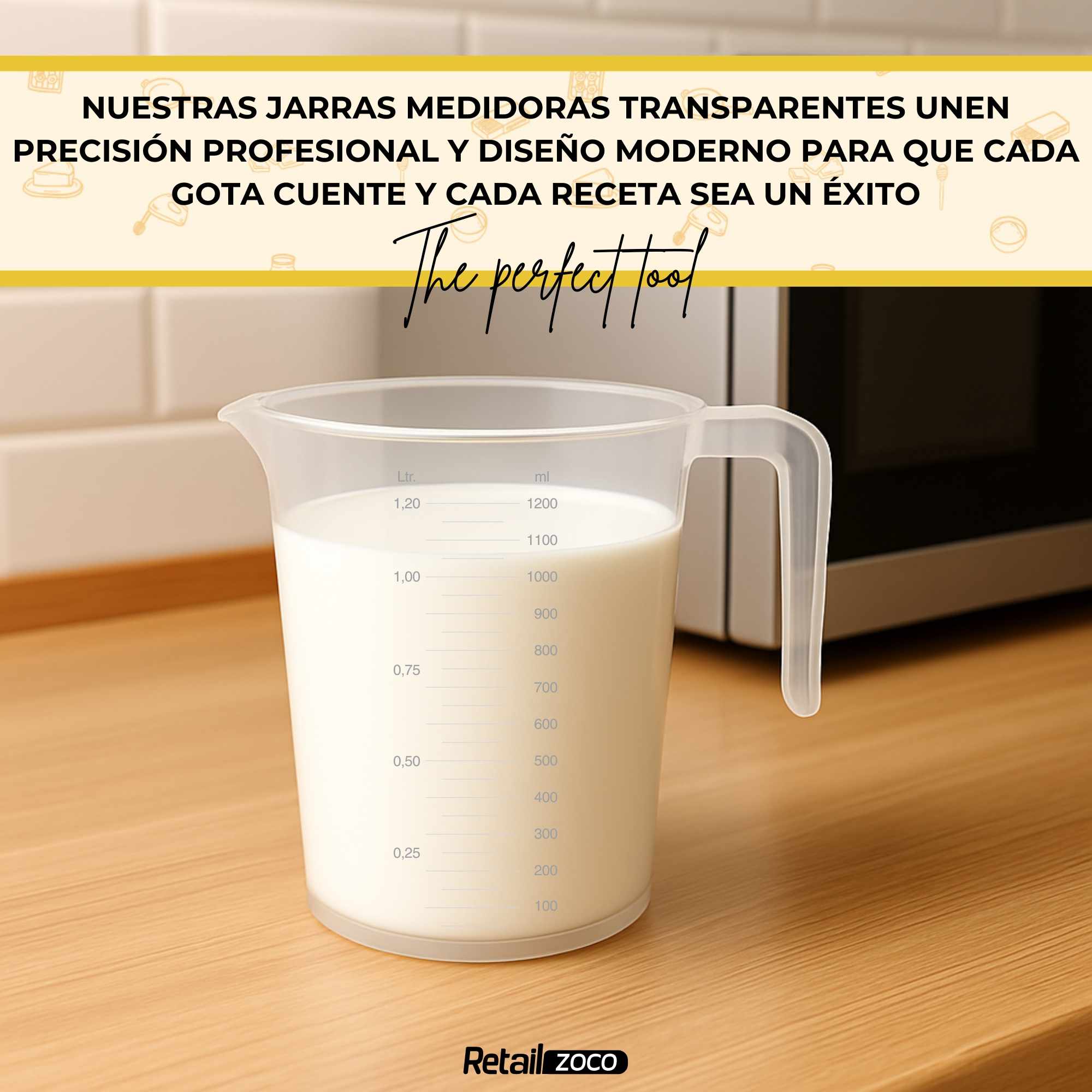 Jarra de plástico Medidora 1200 Ml para microondas - imagen 4