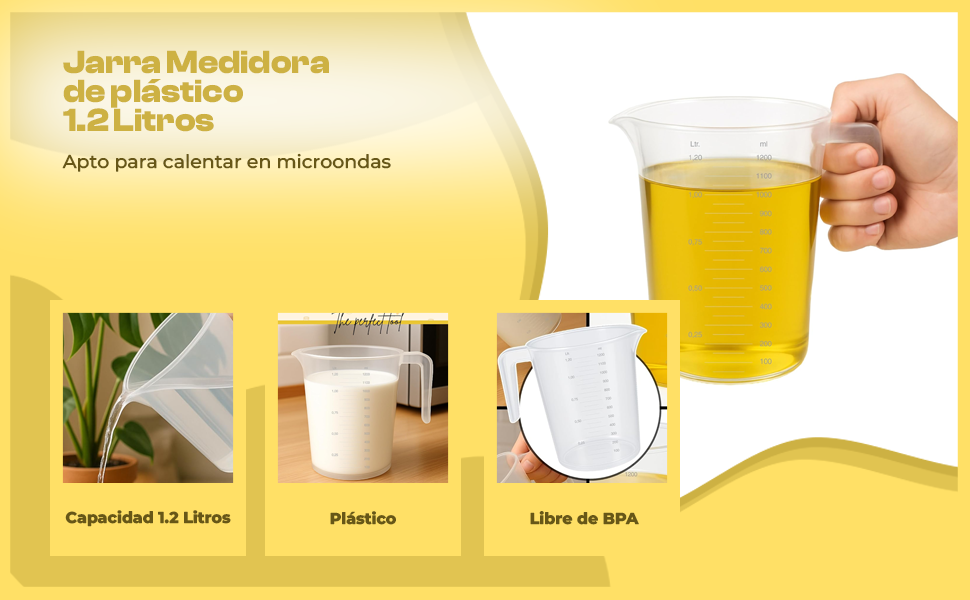 Banner - Jarra de plástico Medidora 1200 Ml para microondas
