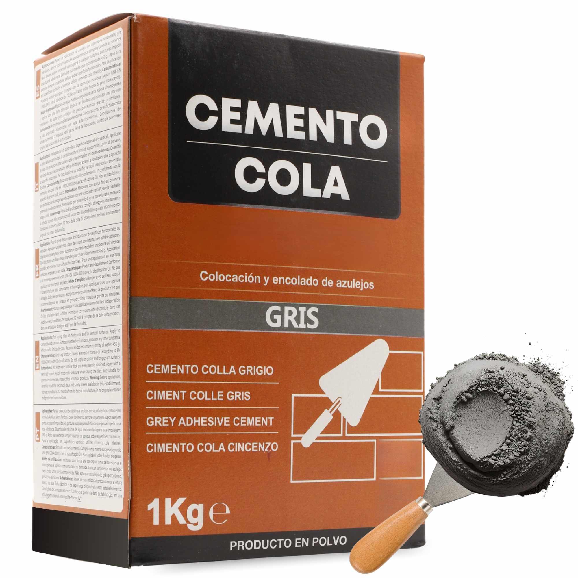 Cemento cola gris para colocación y encolado de azulejos en polvo 1 Kg