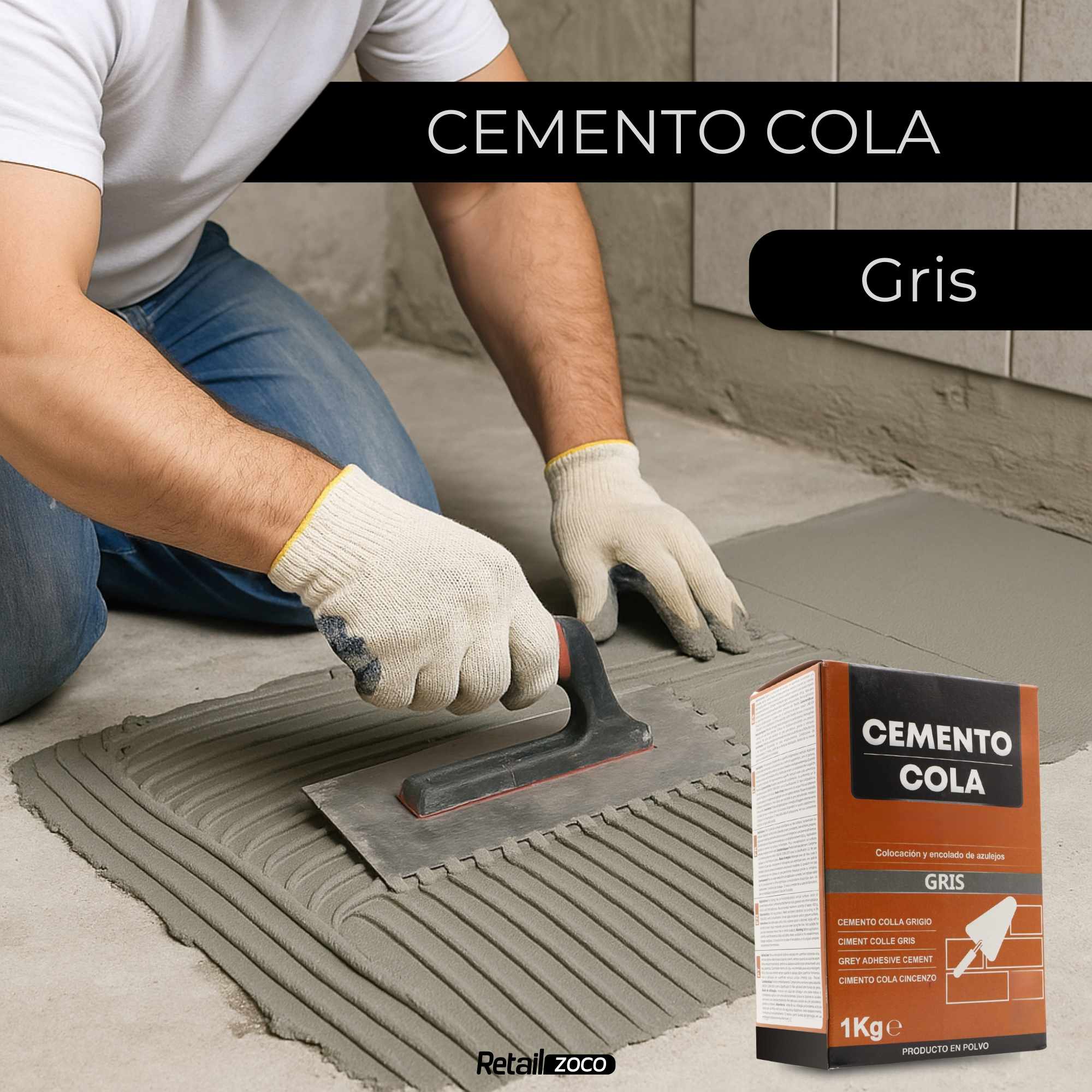 Cemento cola gris para colocación y encolado de azulejos en polvo 1 Kg - imagen 2