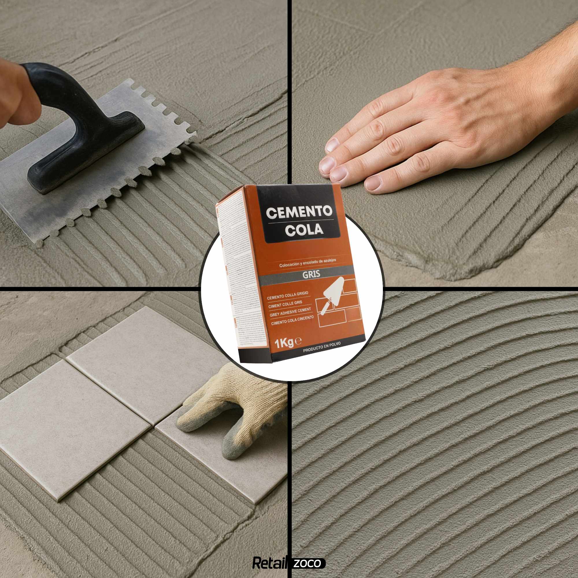 Cemento cola gris para colocación y encolado de azulejos en polvo 1 Kg - imagen 4