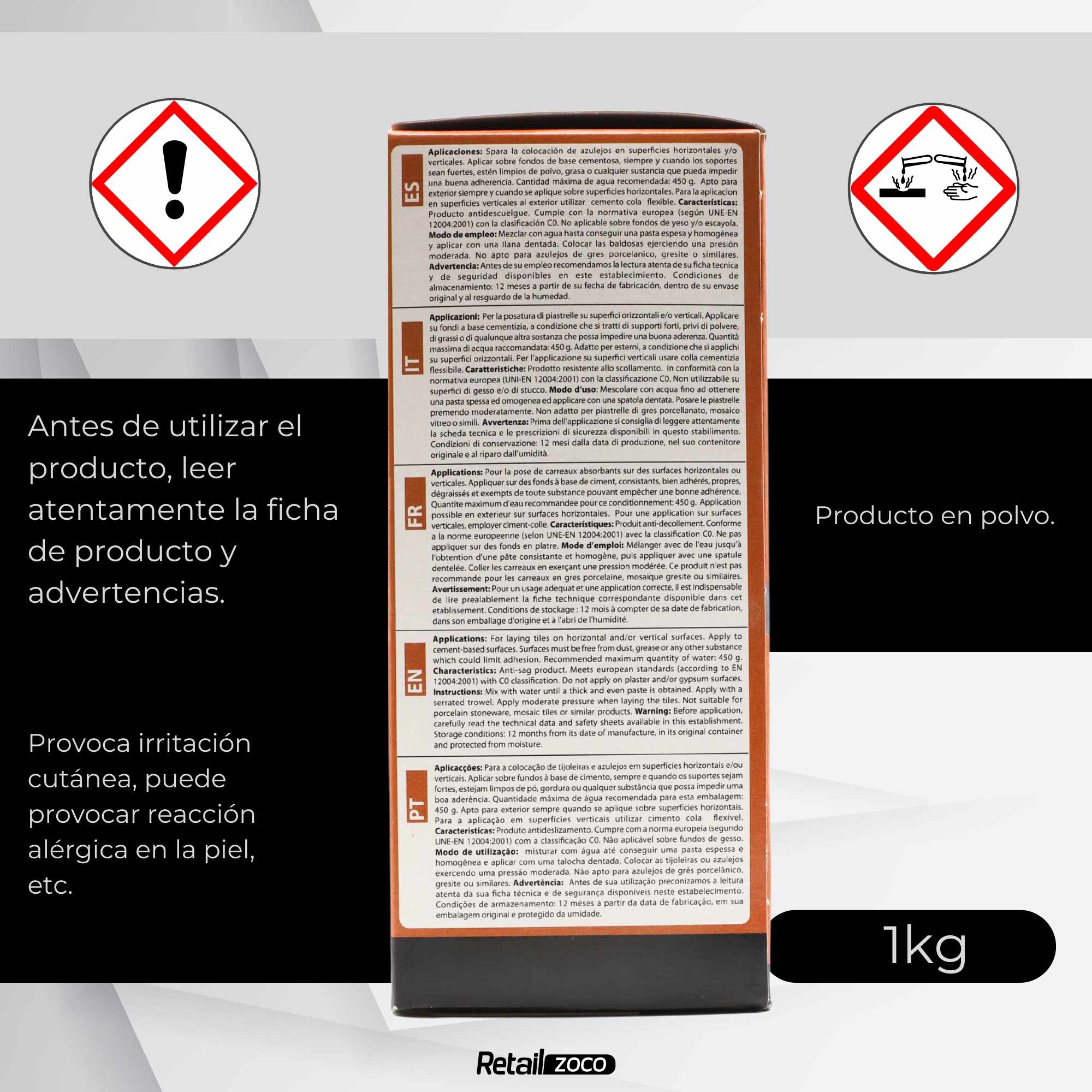 Cemento cola gris para colocación y encolado de azulejos en polvo 1 Kg - imagen 5
