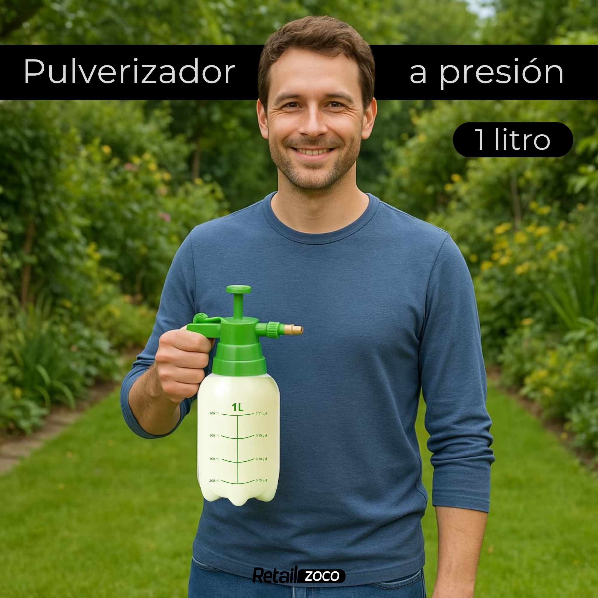 Pulverizador a presión con mecanismo de gatillo con bloqueo 1 Litros - imagen 2