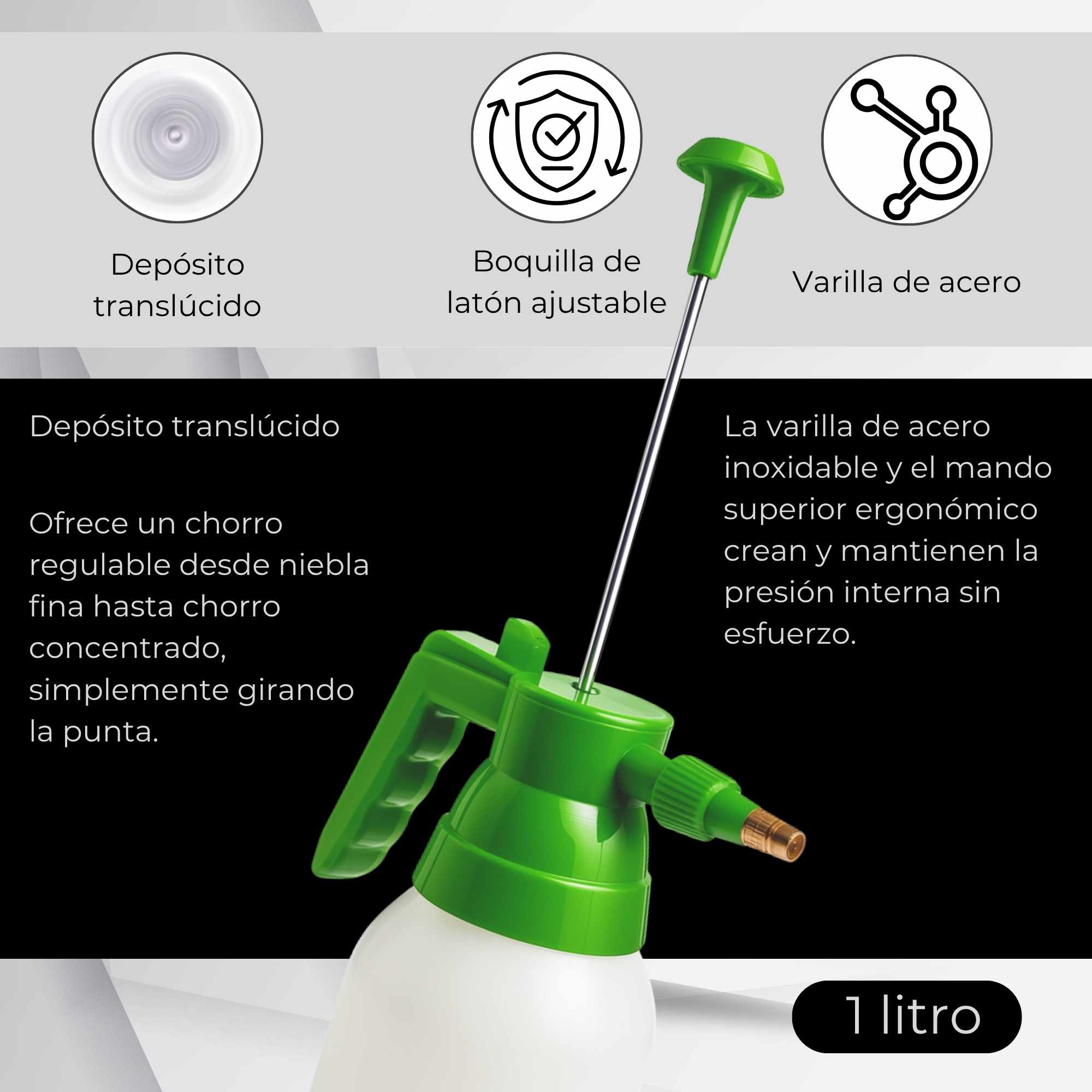 Pulverizador a presión con mecanismo de gatillo con bloqueo 1 Litros - imagen 4