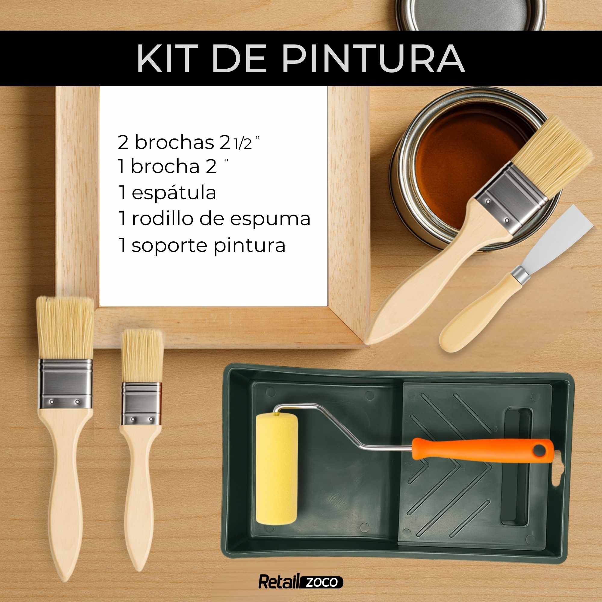 Conjunto de pintor de 7 piezas apto para barnizar - imagen 2