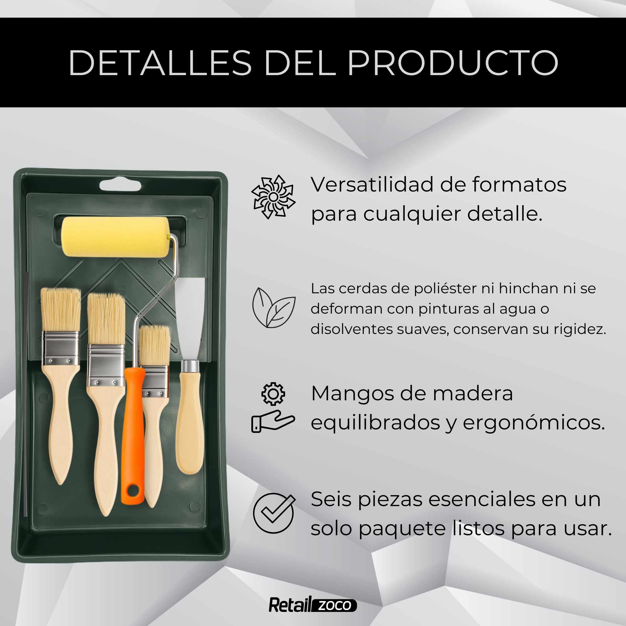 Conjunto de pintor de 7 piezas apto para barnizar - imagen 5