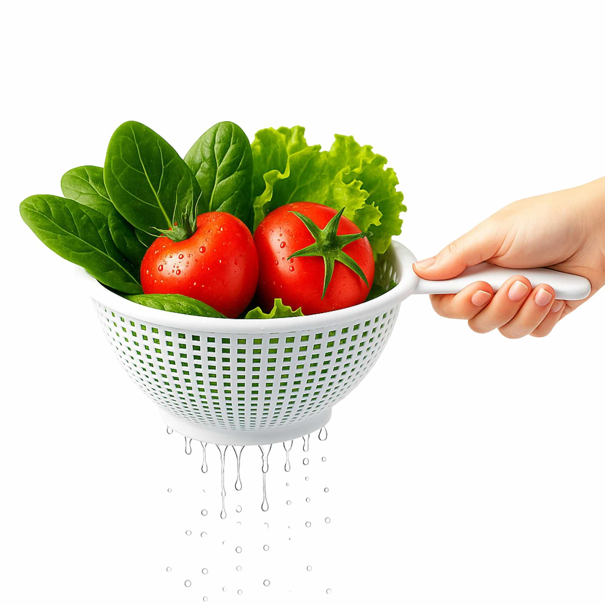 Escurridor verduras con mango plastico 26.5 cm Blanco