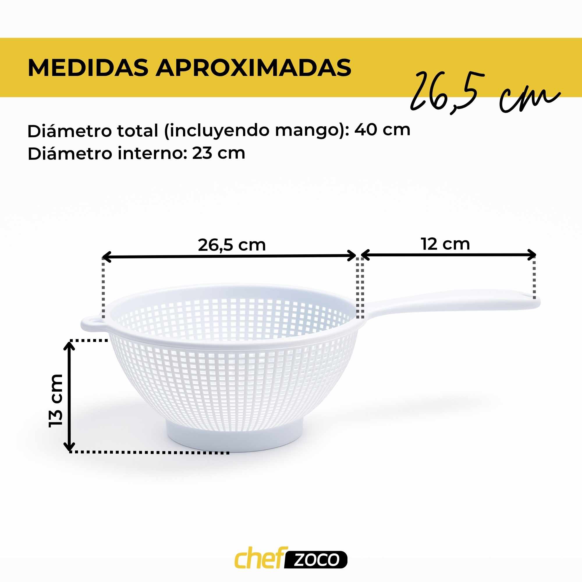 Escurridor verduras con mango plastico 26.5 cm Blanco - imagen 3