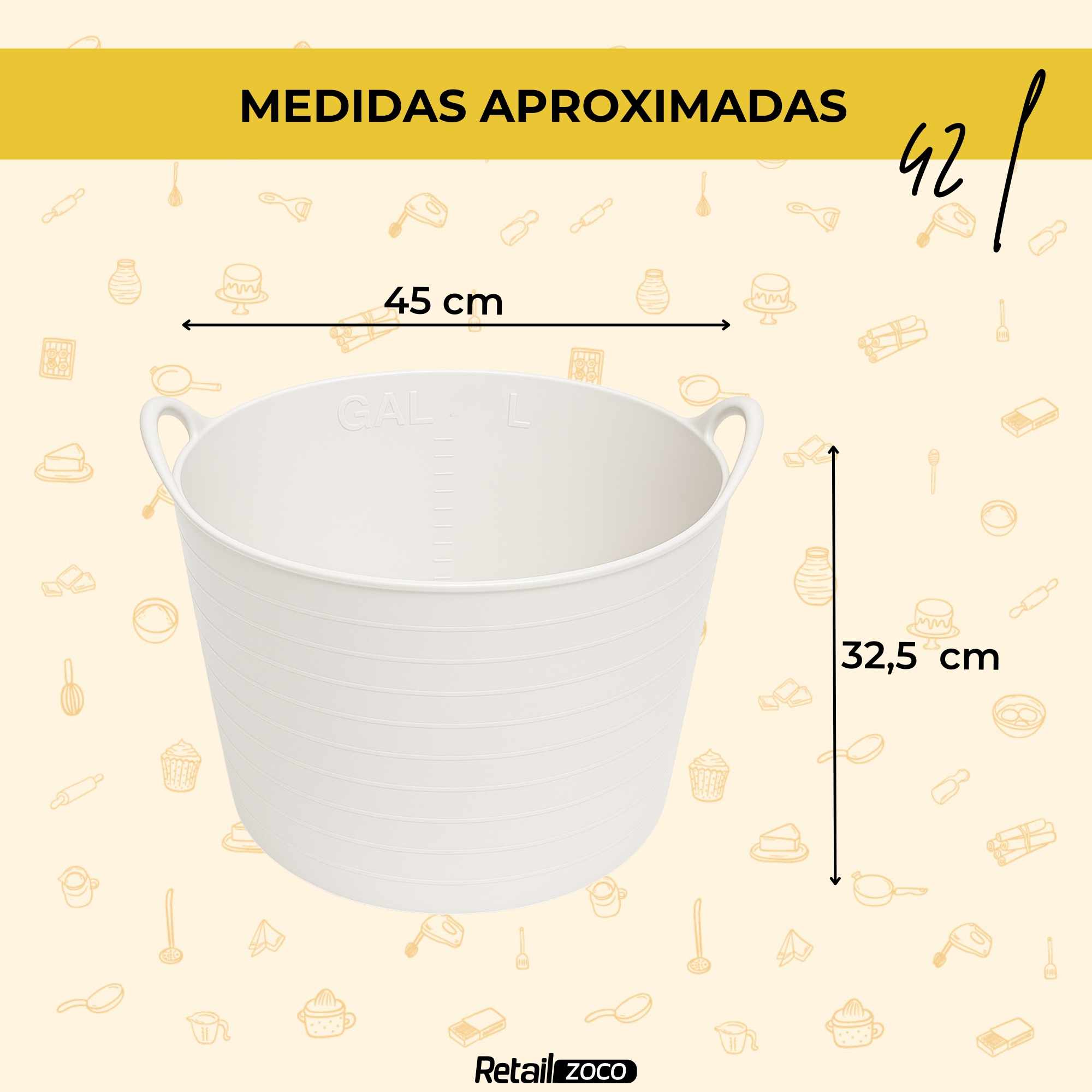 Capazo Uso Alimentario 42 Litros blanco3 - imagen 4