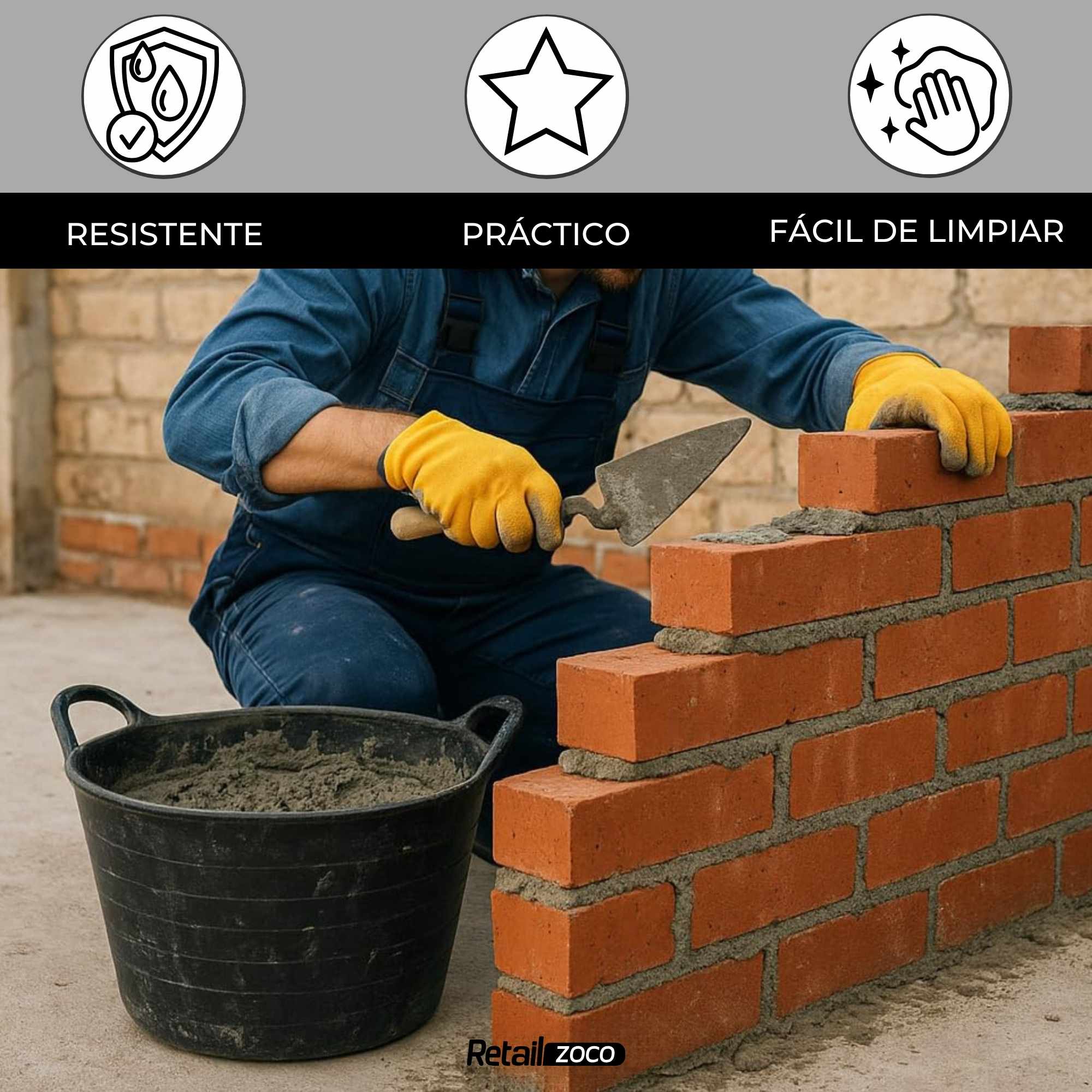 Capazo 42 Litros industrial Negro con asas PE-LD - imagen 2