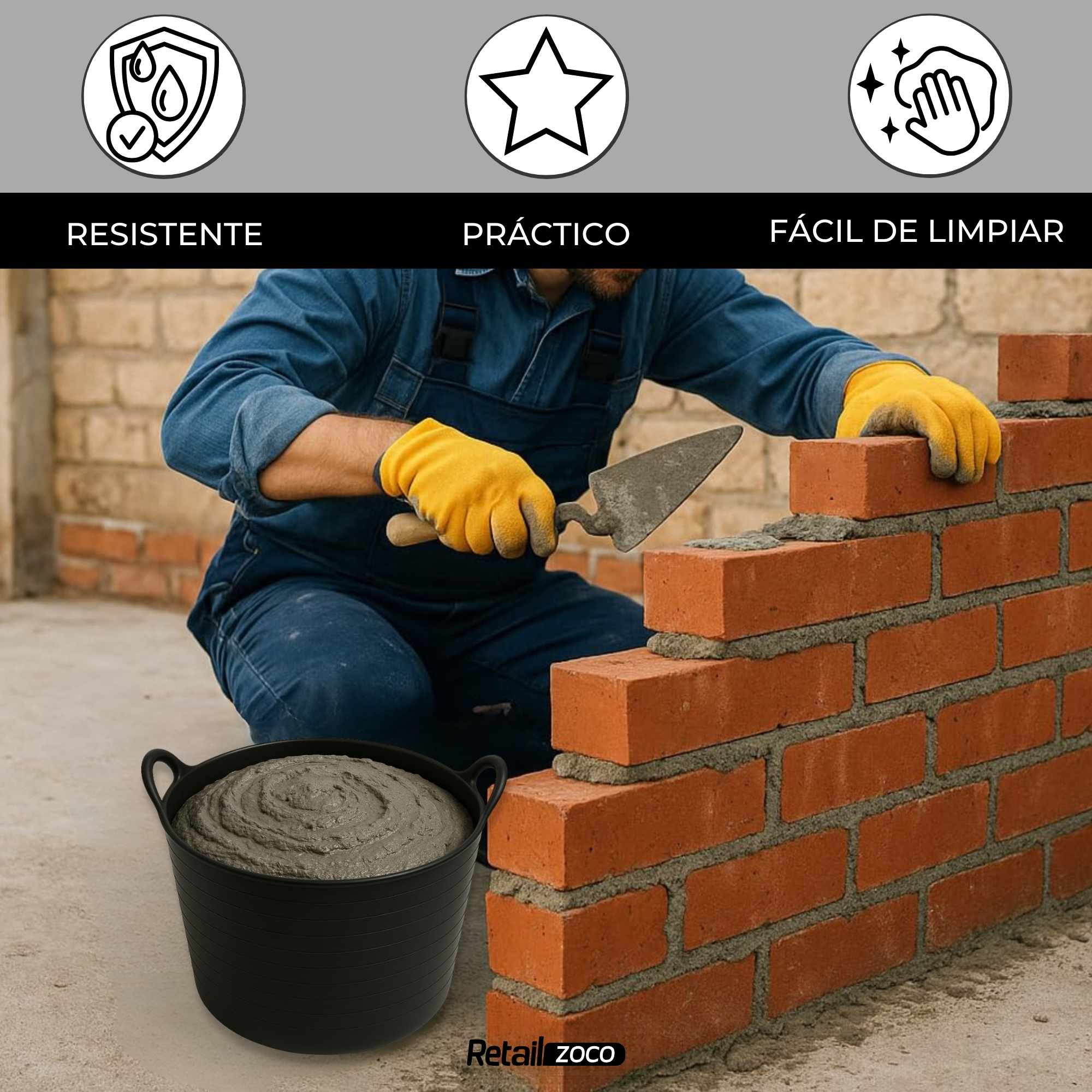 Capazo 26 Litros Negro con asas PE-LD - imagen 2