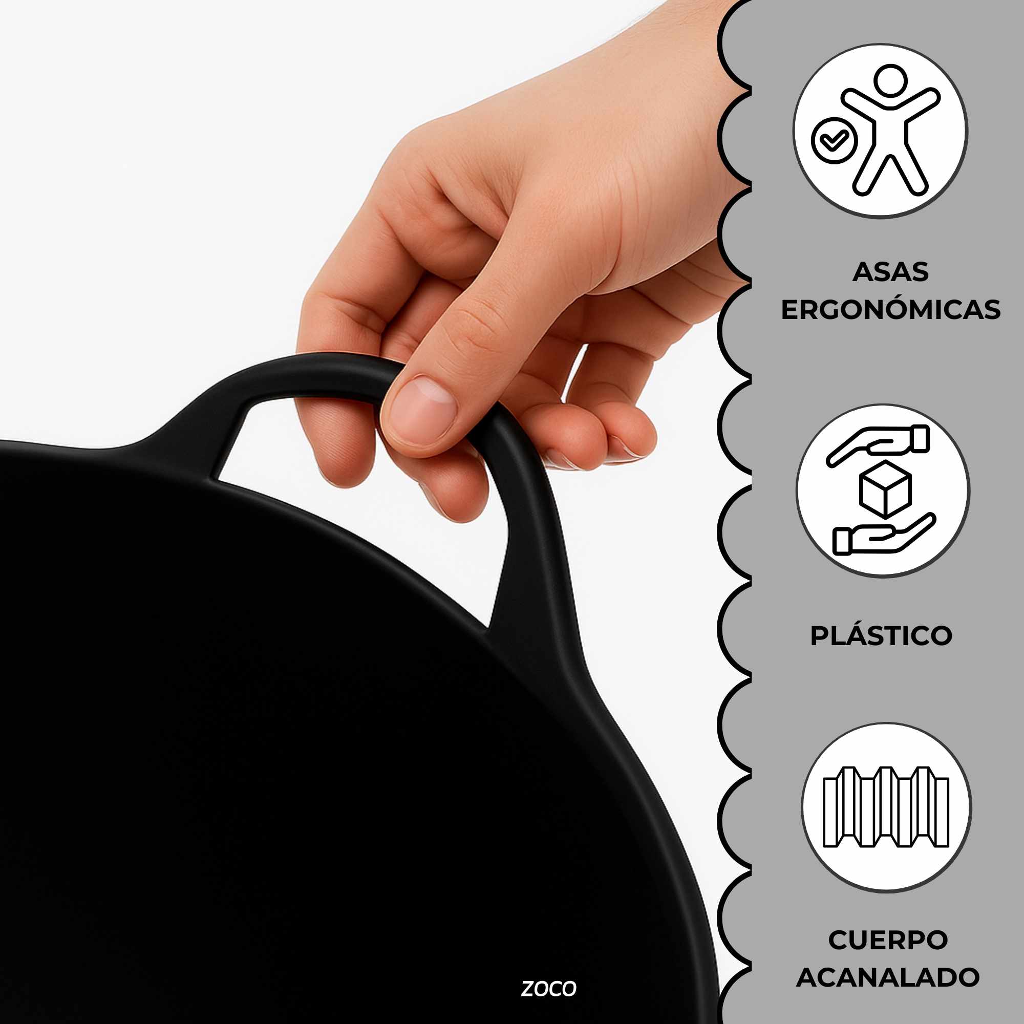 Capazo 30 Litros Negro con asas PE-LD - imagen 3