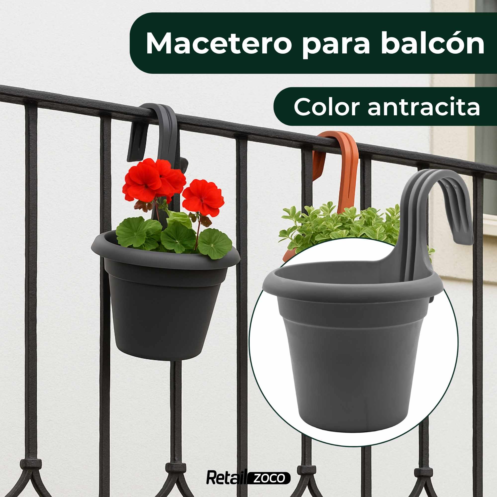 Maceta Balconera Antracita - imagen 2