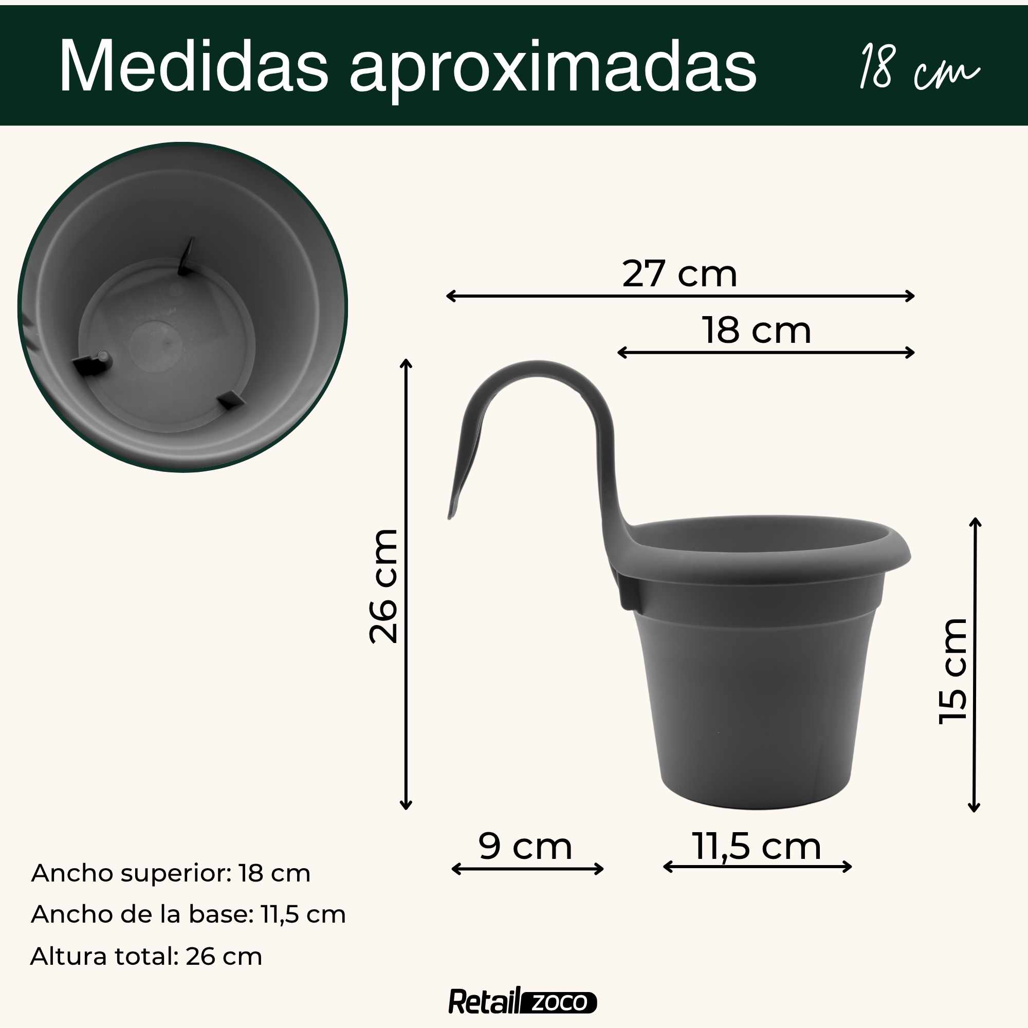 Maceta Balconera Antracita - imagen 4