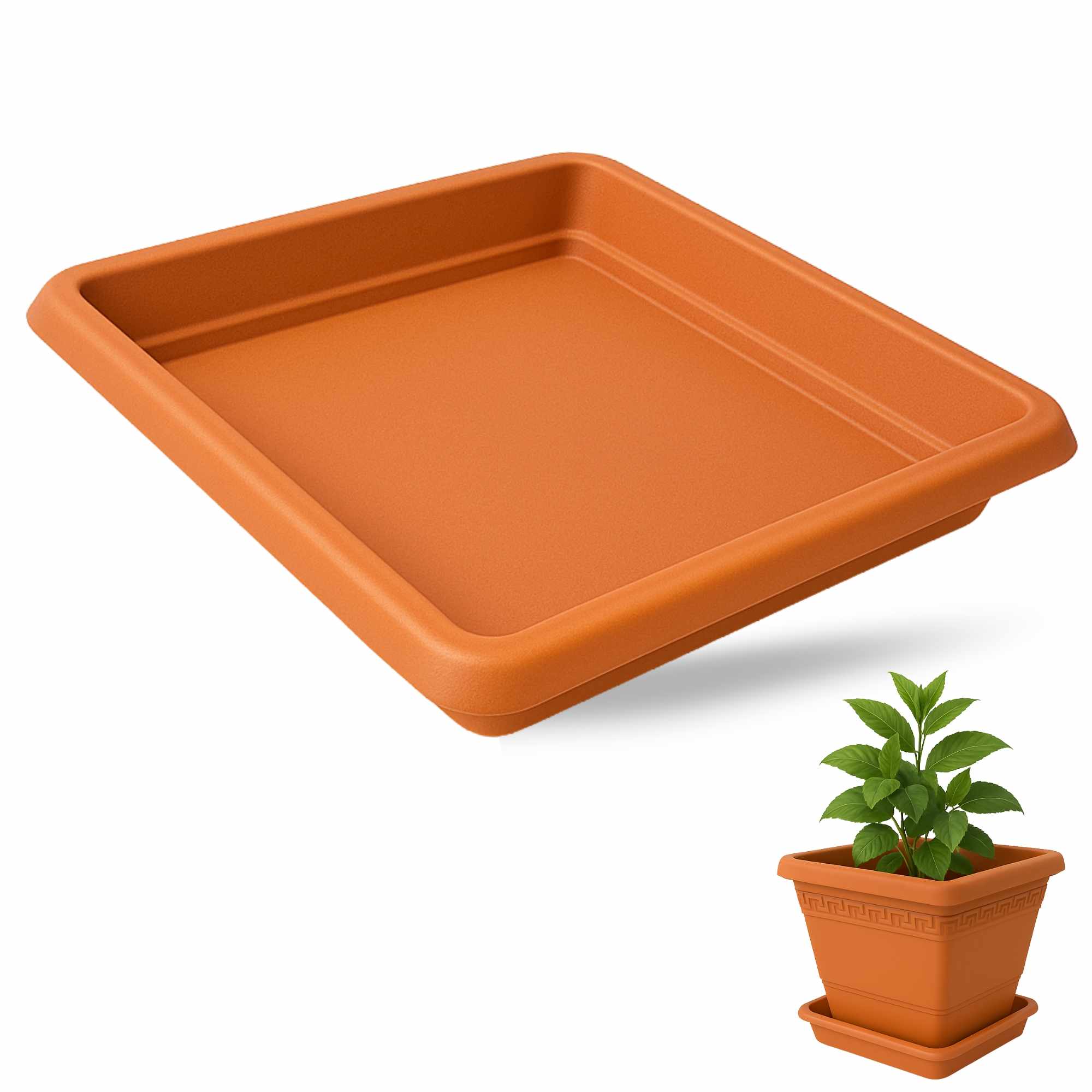 Plato cuadrado de maceta Terracota apto para maceta de 25 cm - imagen 1