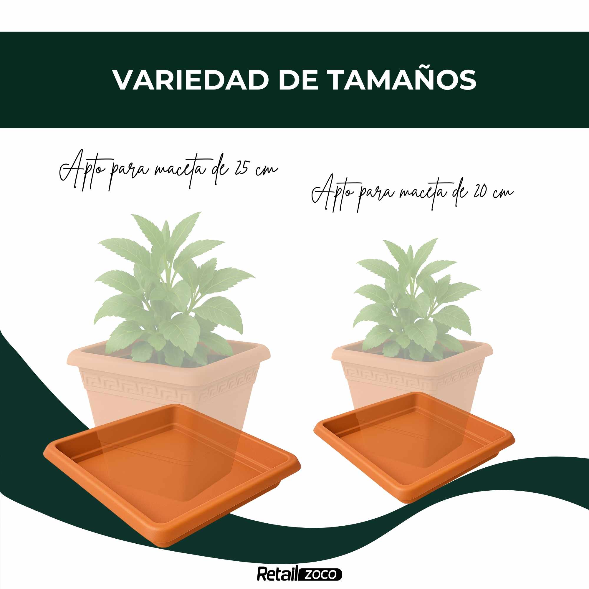 Plato cuadrado de maceta Terracota apto para maceta de 25 cm - imagen 5