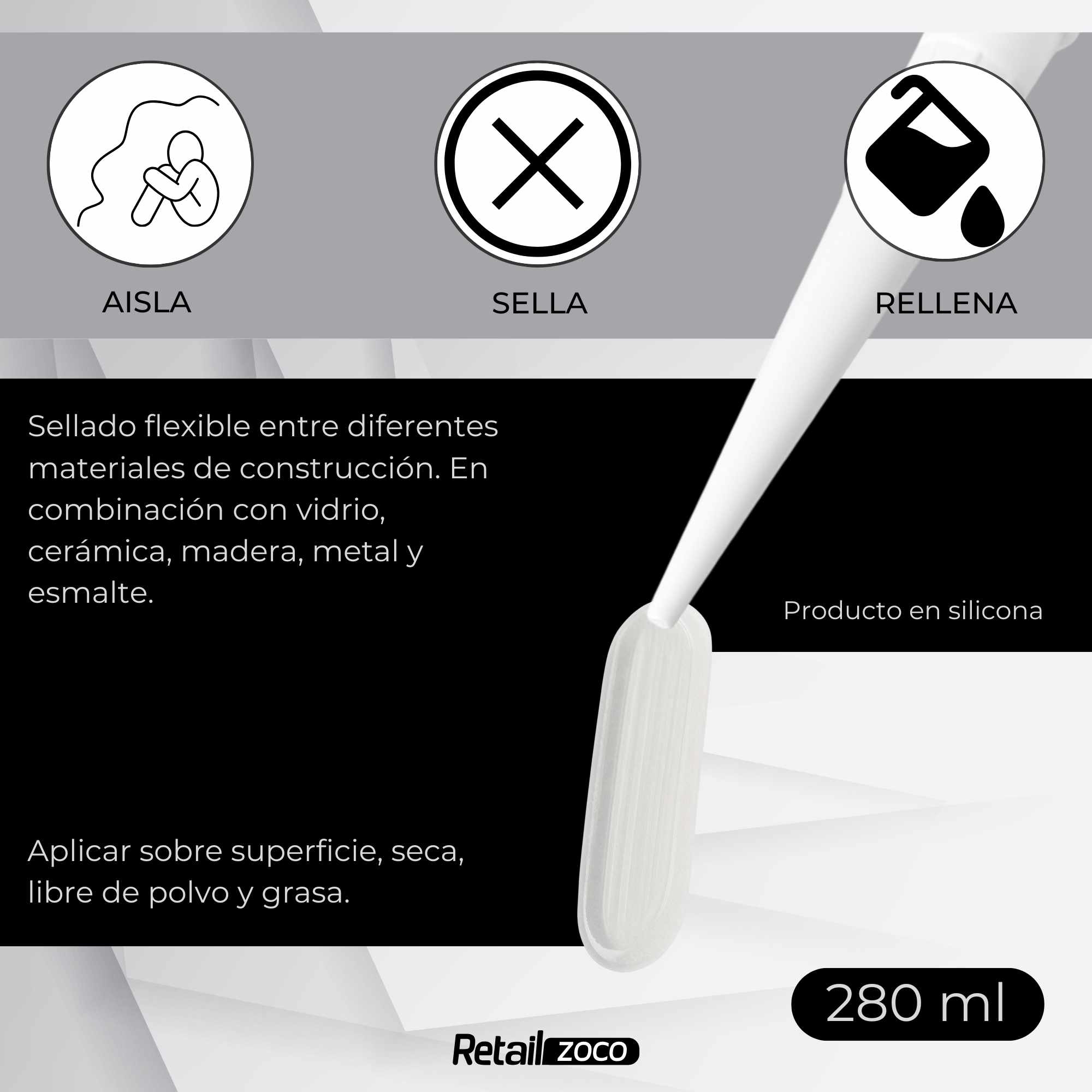 Bote silicona transparente 280 ml - imagen 4