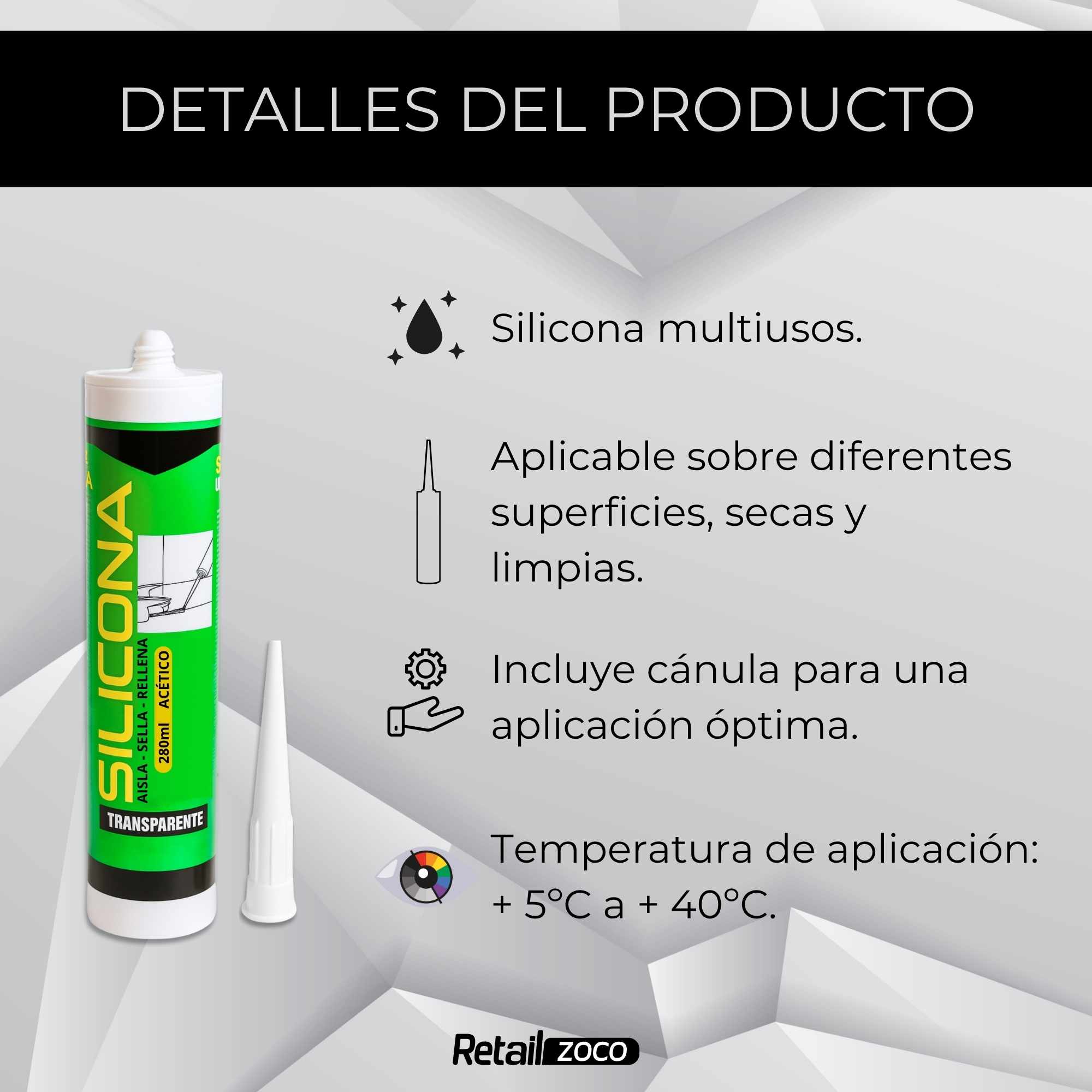 Bote silicona transparente 280 ml - imagen 3
