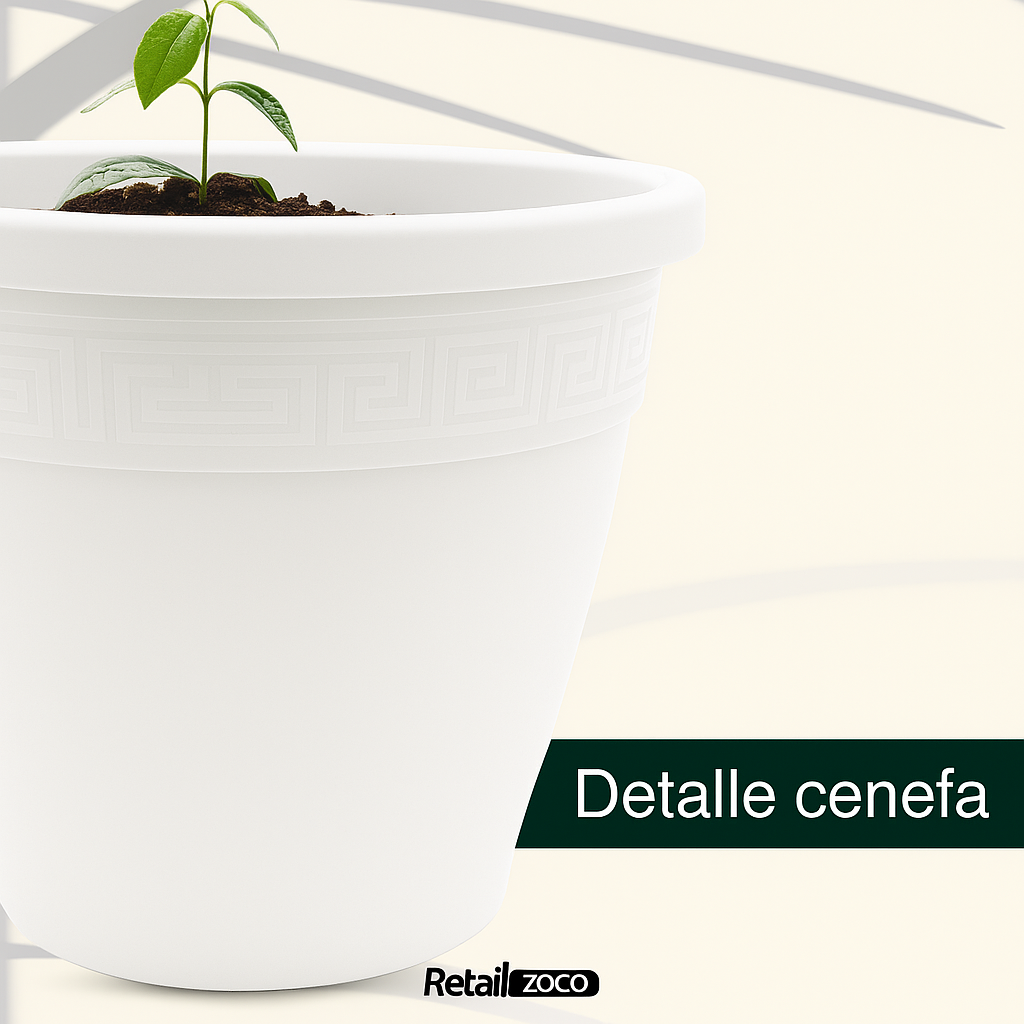 Macetero redondo de plastico 18 cm Blanco - imagen 3