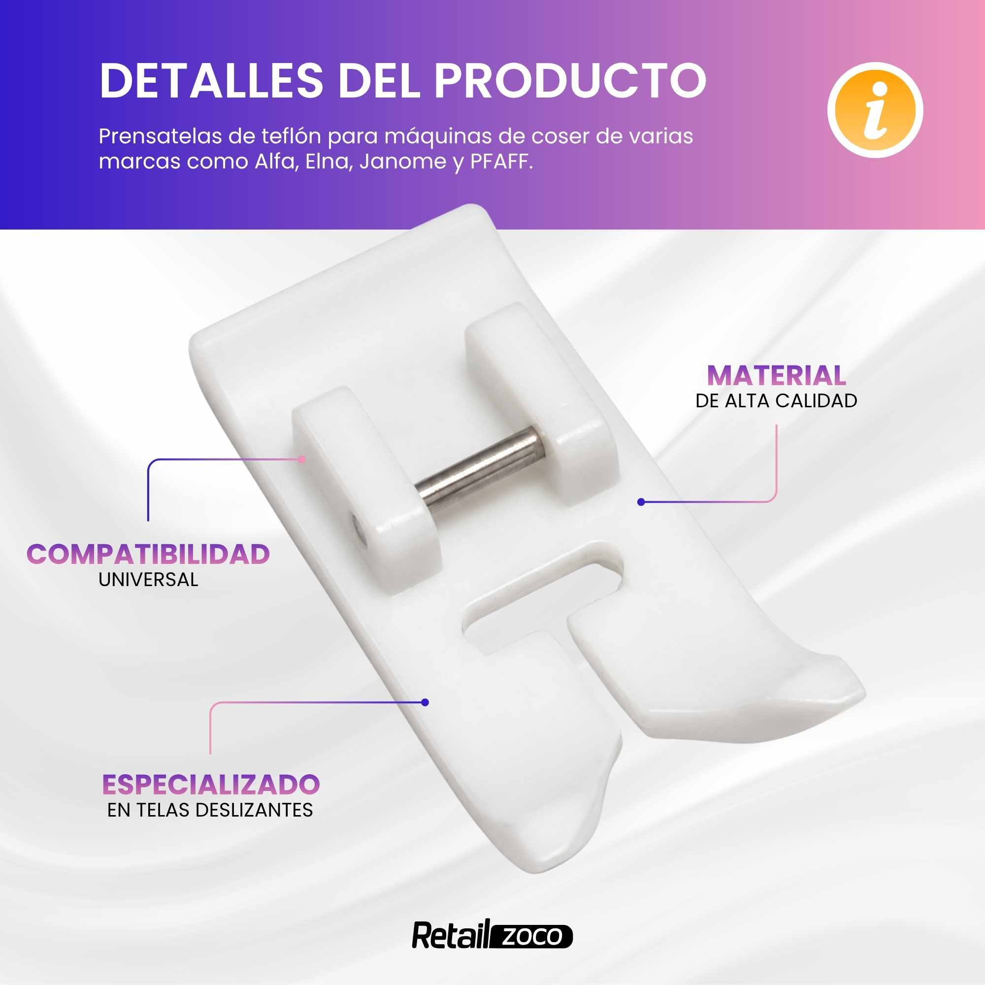 Prensatelas de Teflón para Máquinas de Coser - imagen 2